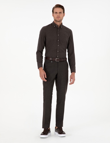 Kahverengi Slim Fit Kumaş Pantolon