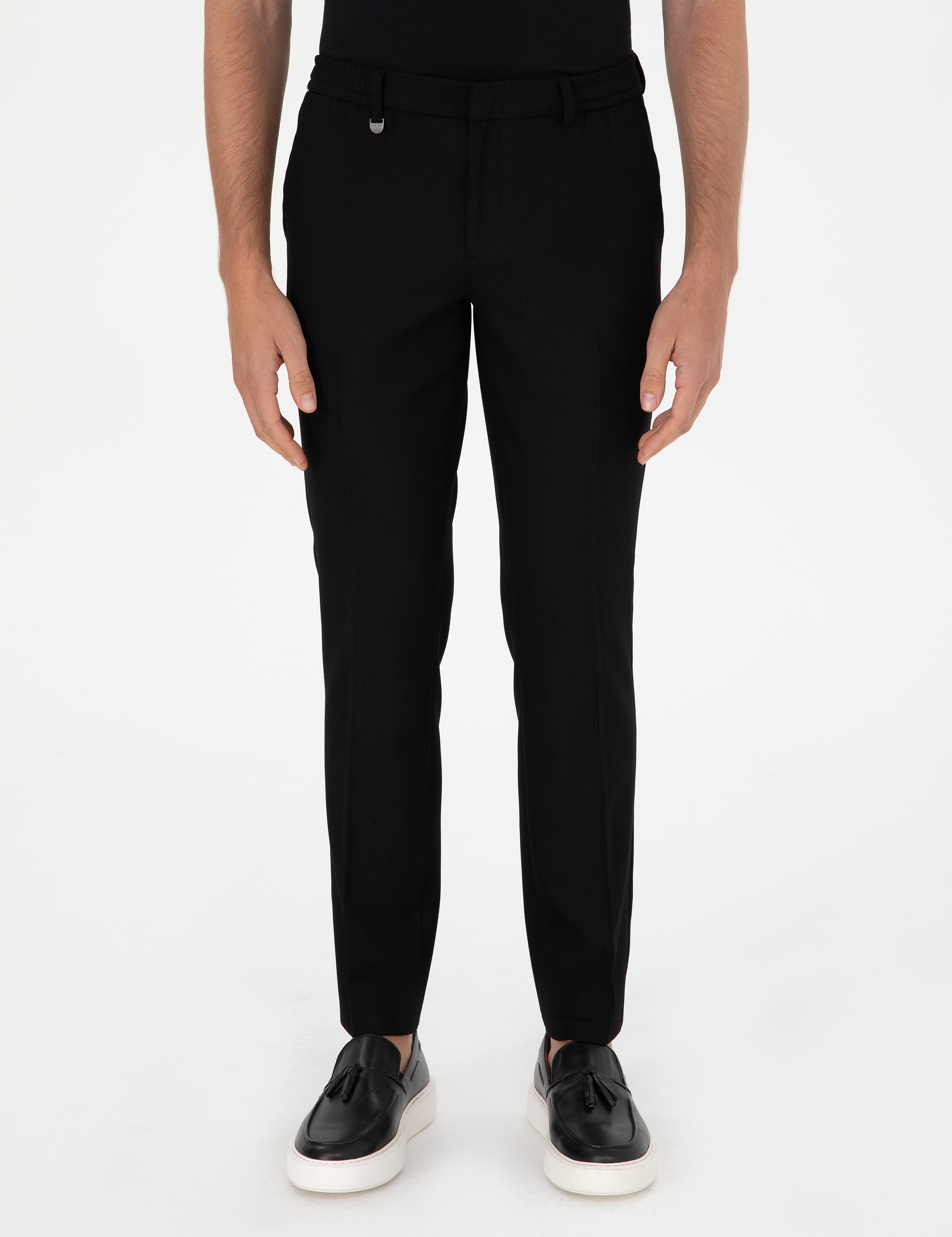 Siyah Slim Fit Kumaş Pantolon - Image 2