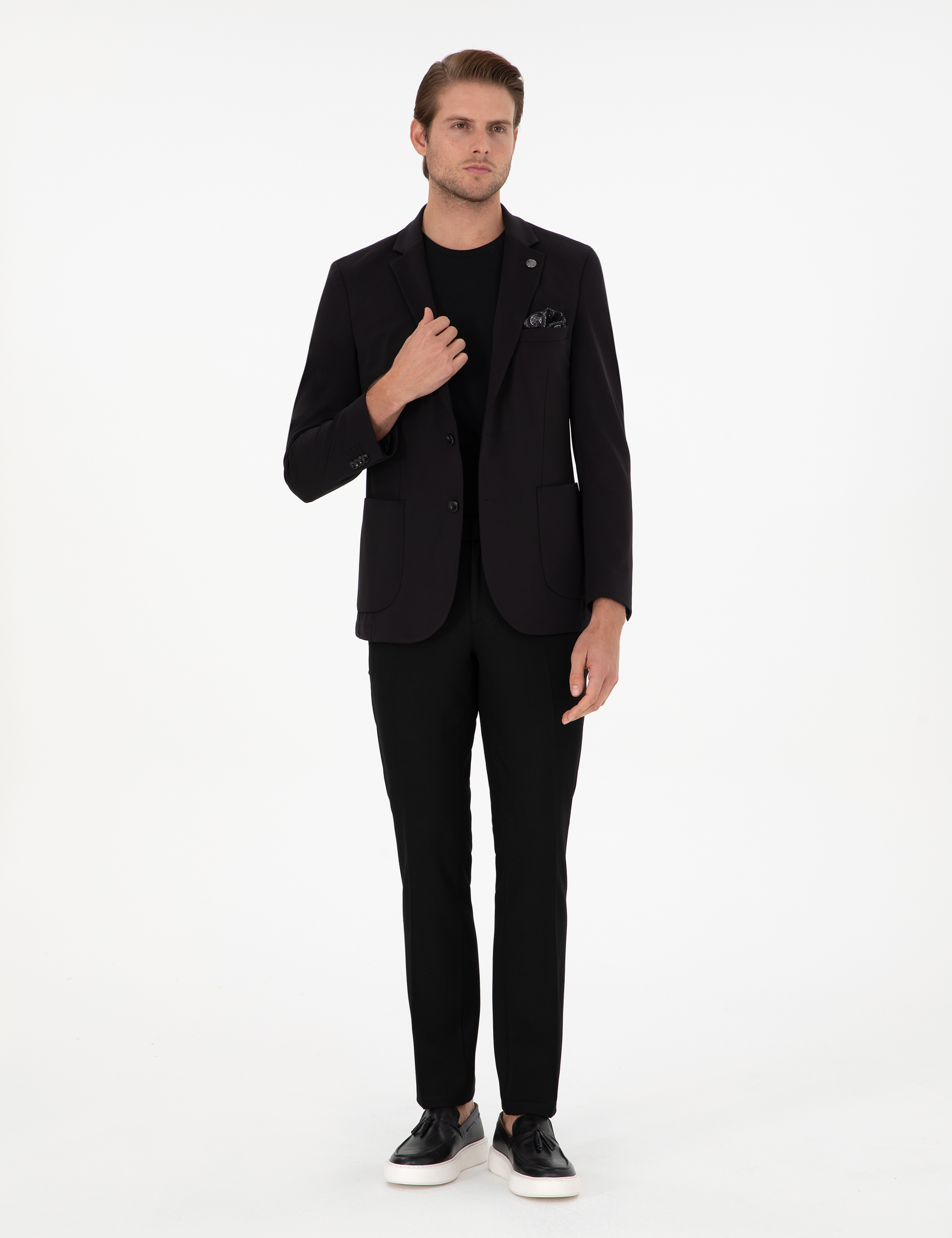 Siyah Slim Fit Kumaş Pantolon - Image 1
