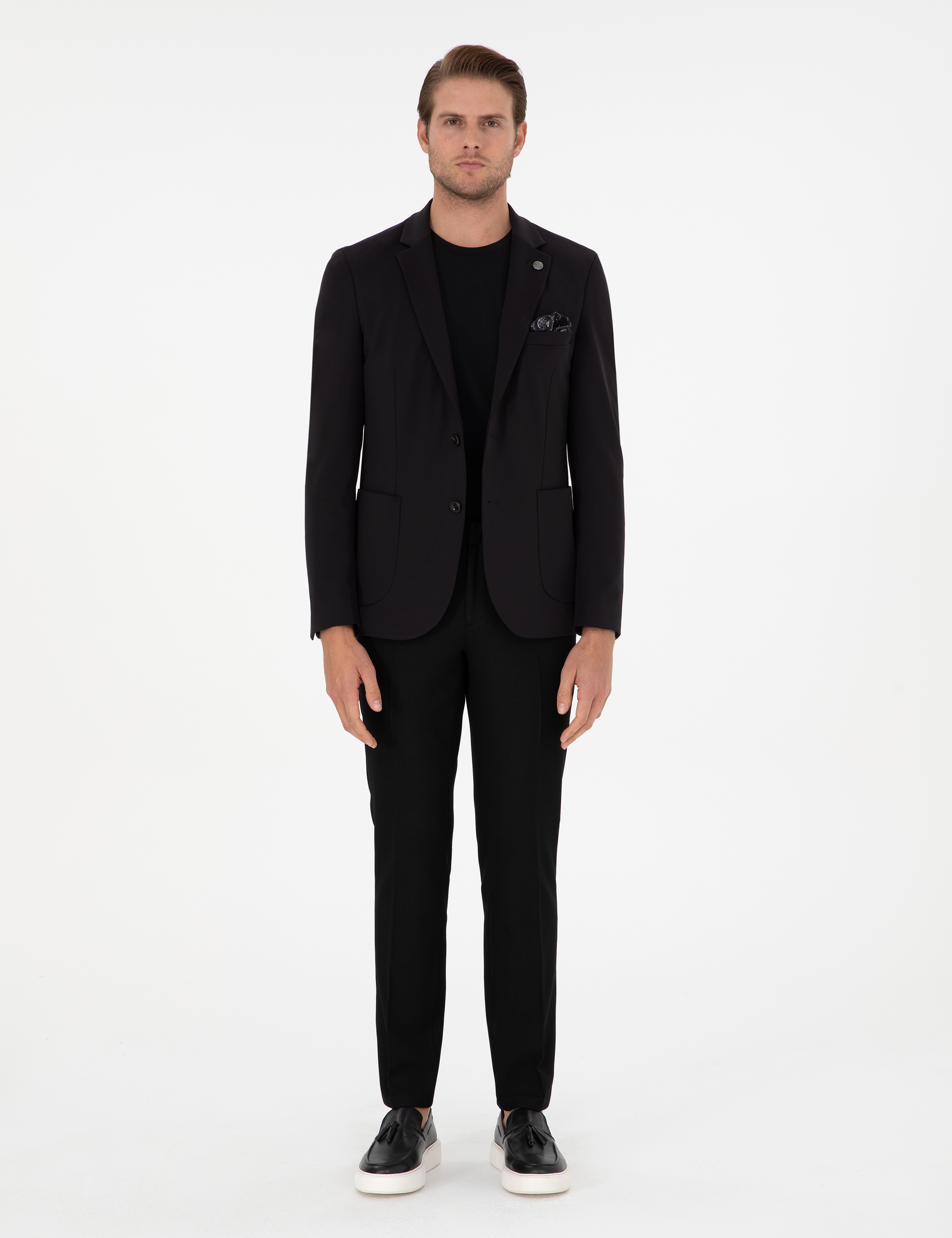 Siyah Slim Fit Kumaş Pantolon - Image 3