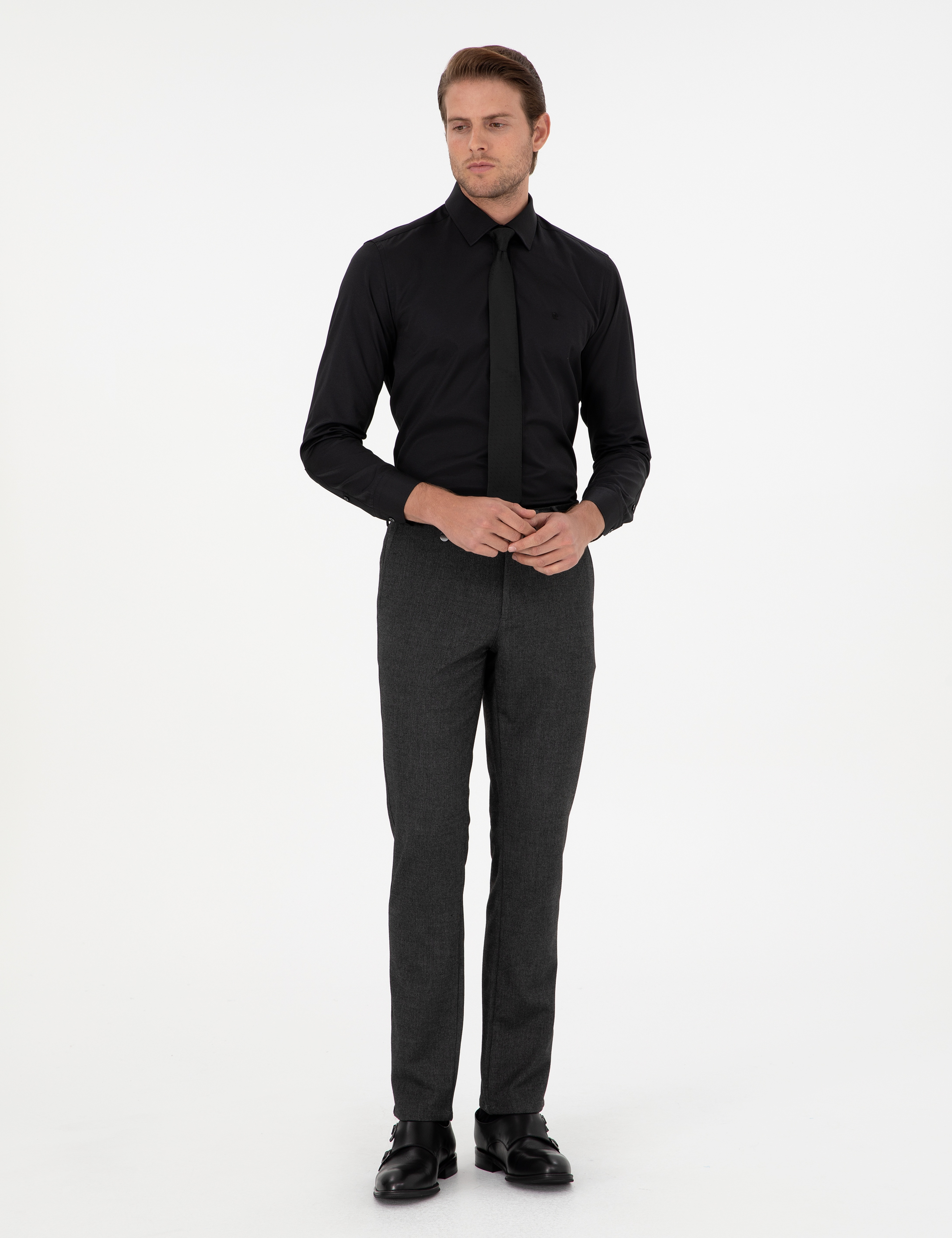 Antrasit Slim Fit Kumaş Pantolon - Image 3