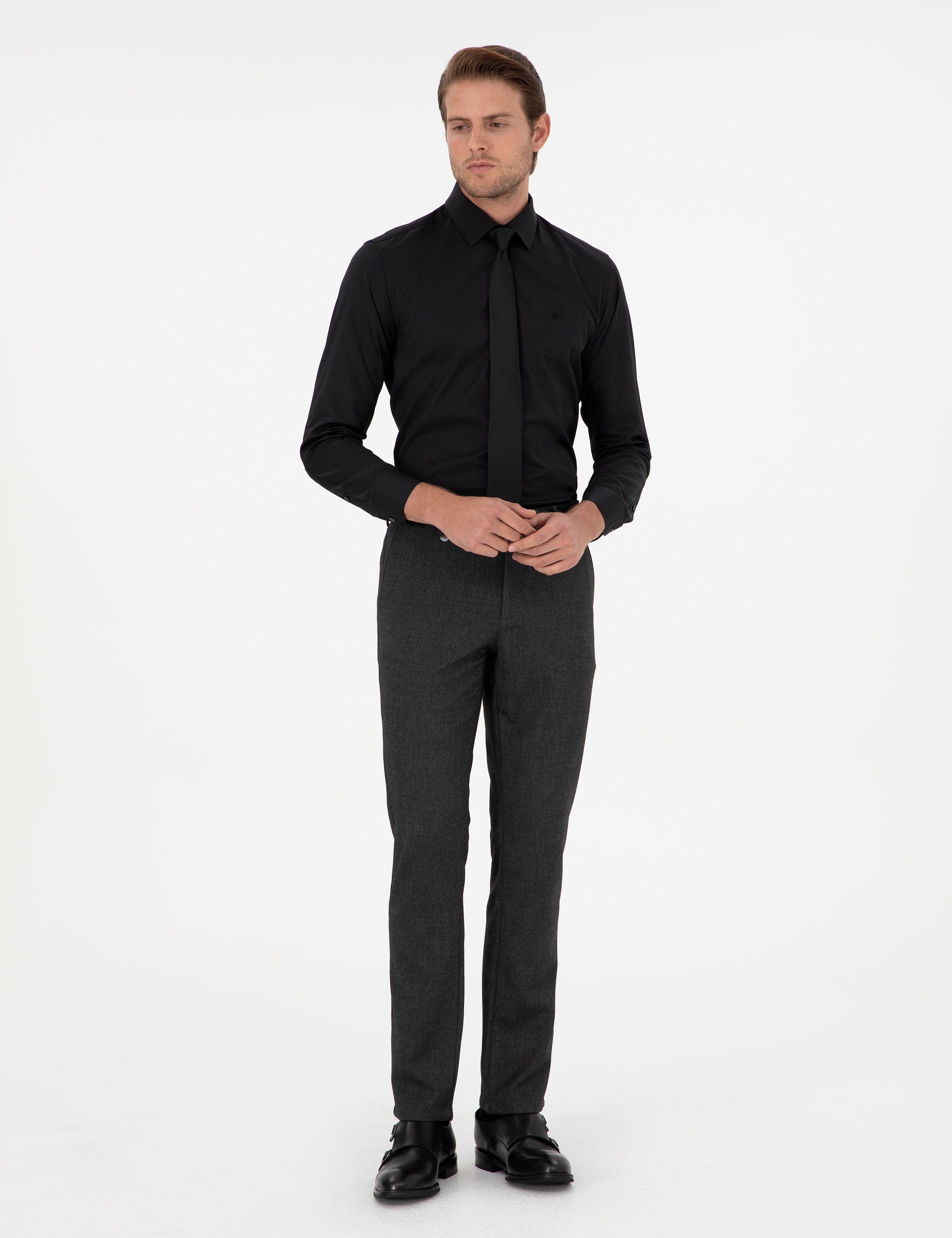 Antrasit Slim Fit Kumaş Pantolon