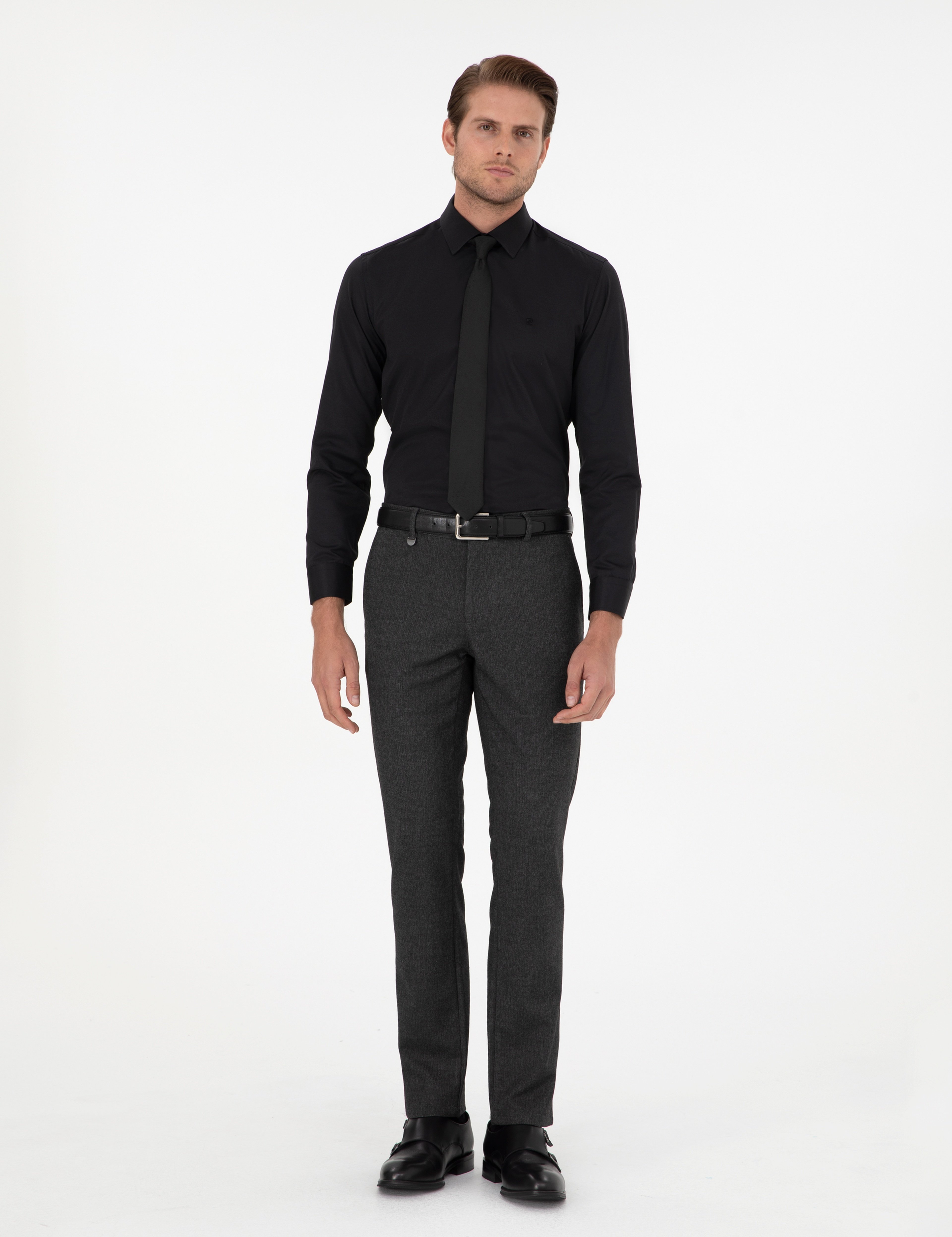 Antrasit Slim Fit Kumaş Pantolon - Image 1