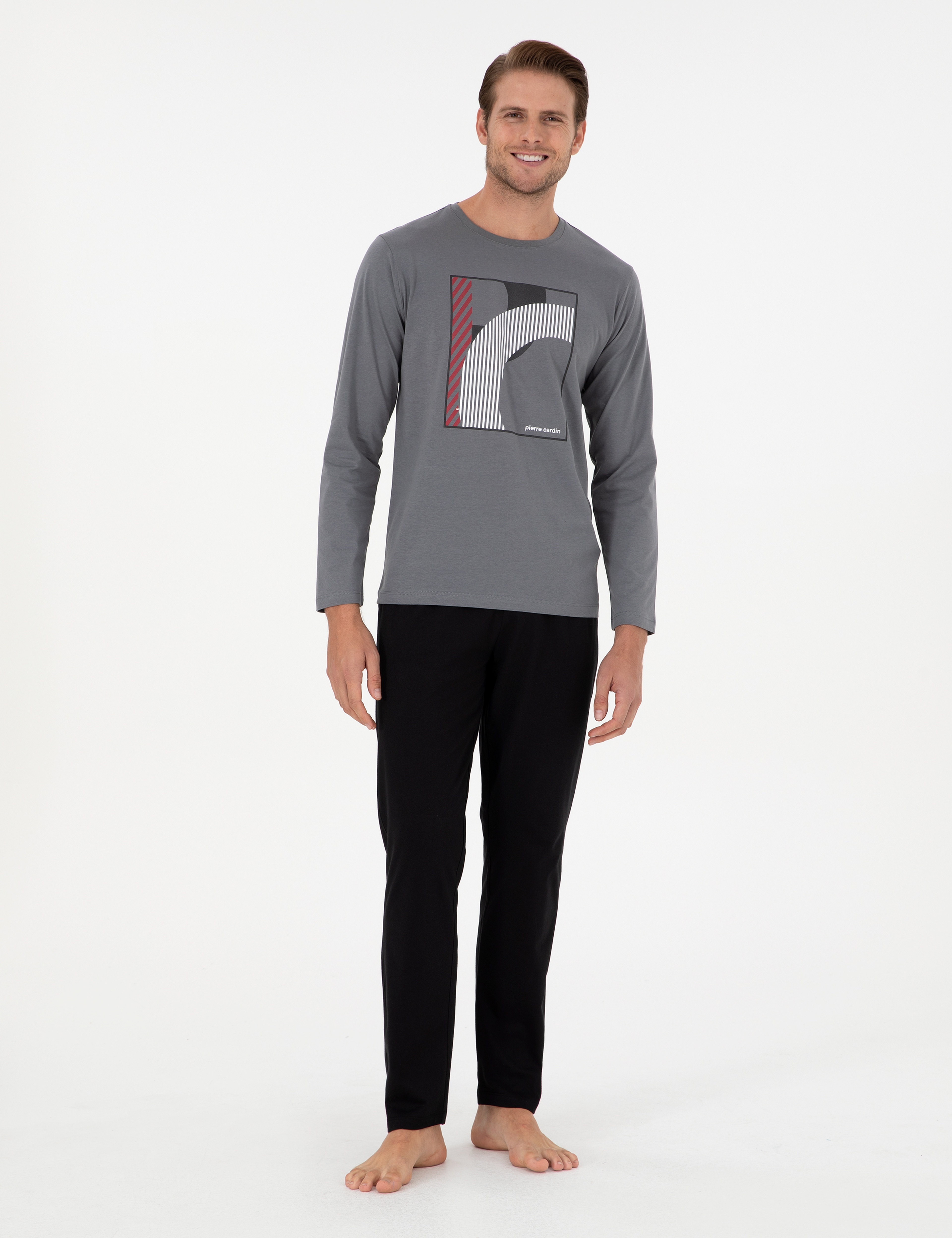 Gri Uzunkol Pijama Takımı - Image 4