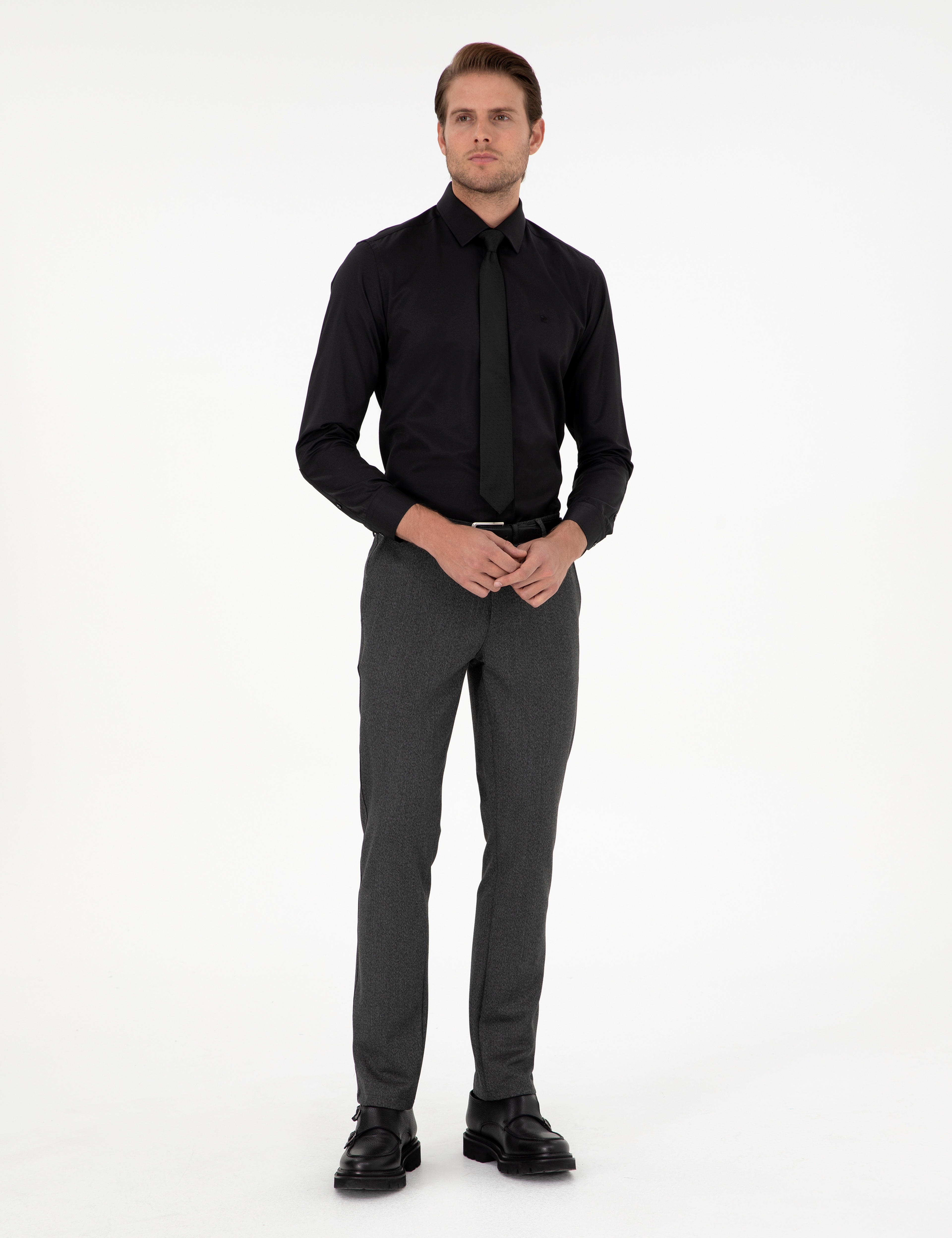 Antrasit Slim Fit Kumaş Pantolon - Image 3