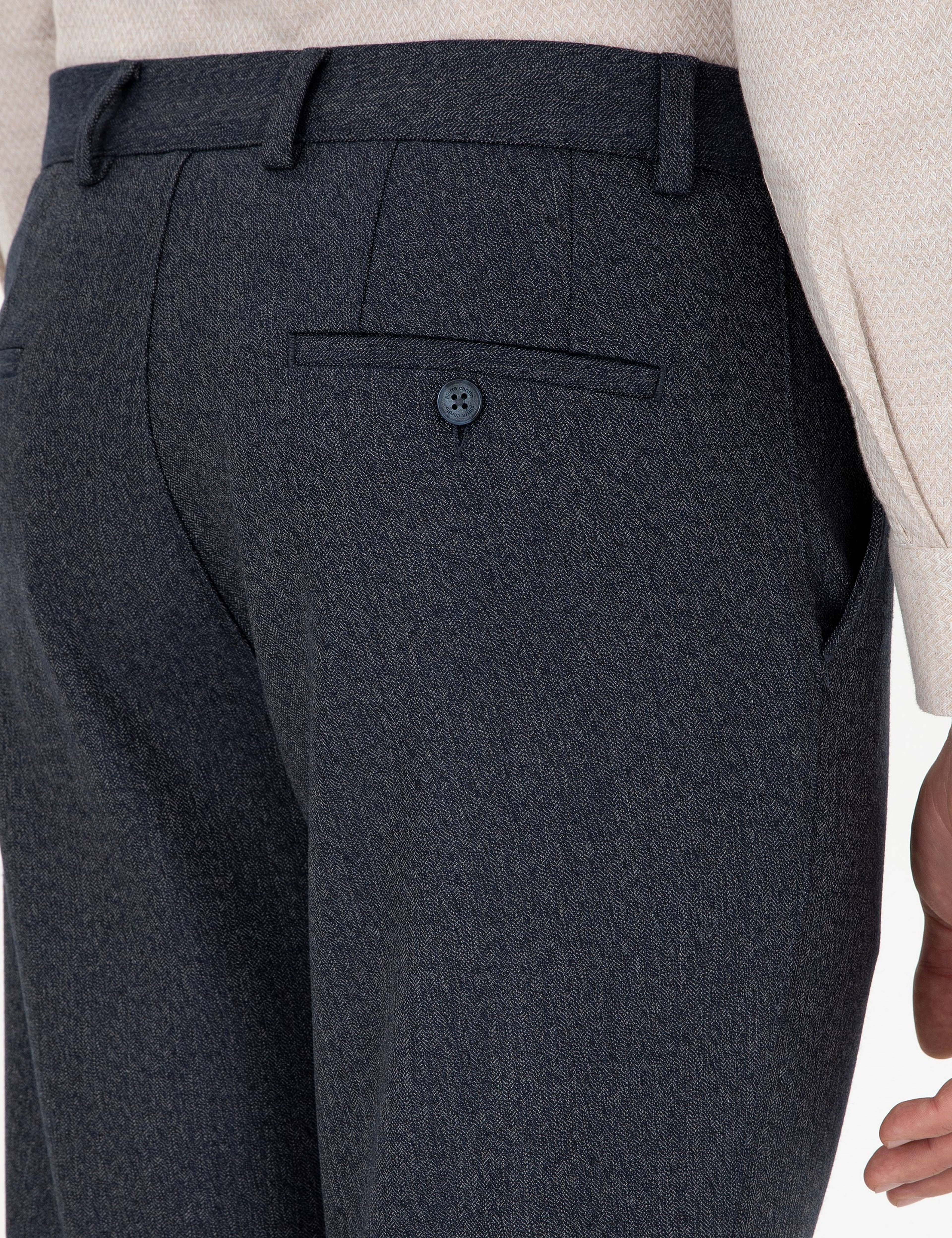 Lacivert Slim Fit Kumaş Pantolon - Image 6