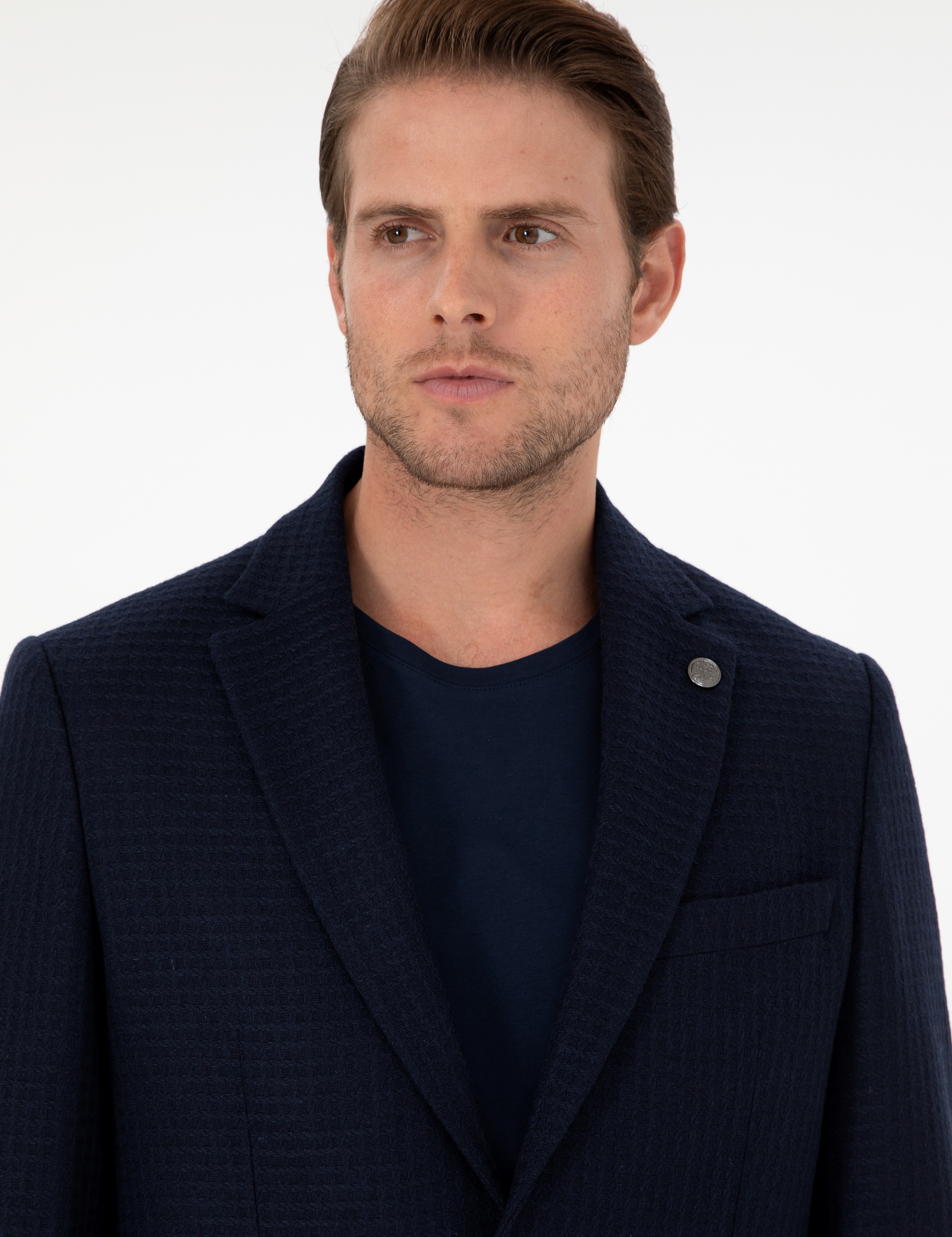 Lacivert Yün Karışımlı Slim Fit Ceket - Image 2