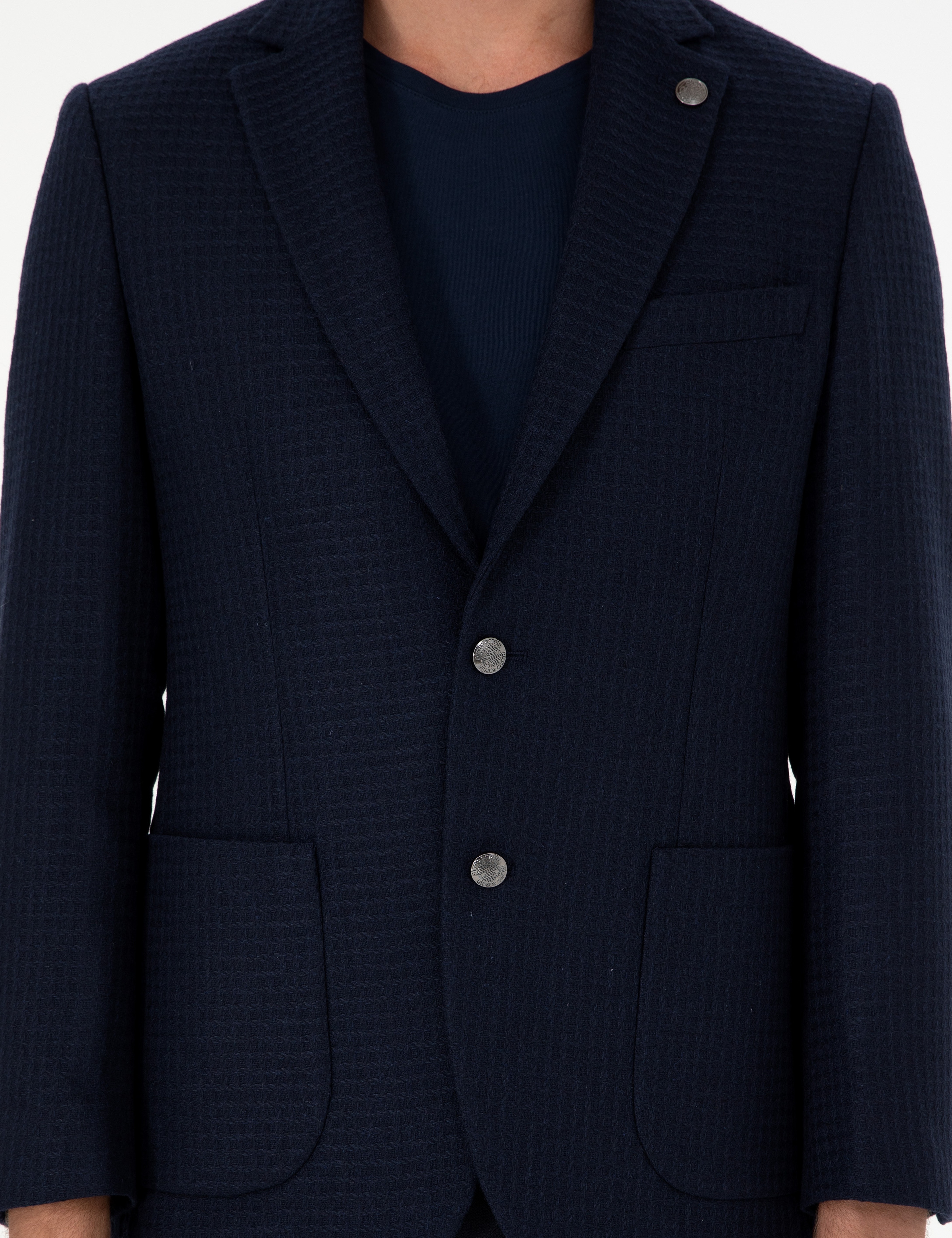 Lacivert Yün Karışımlı Slim Fit Ceket - Image 6