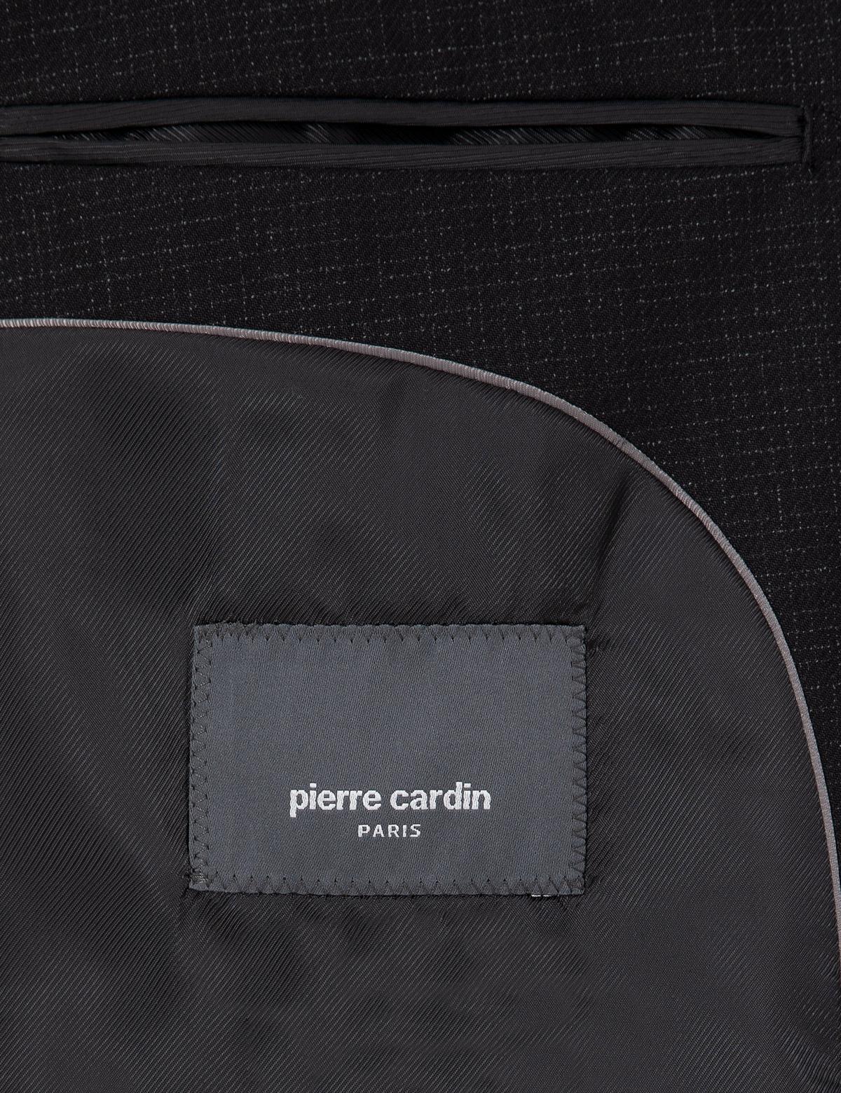 Siyah Ex. Slim Fit Çizgili Yünlü Takım Elbise - 50293607053