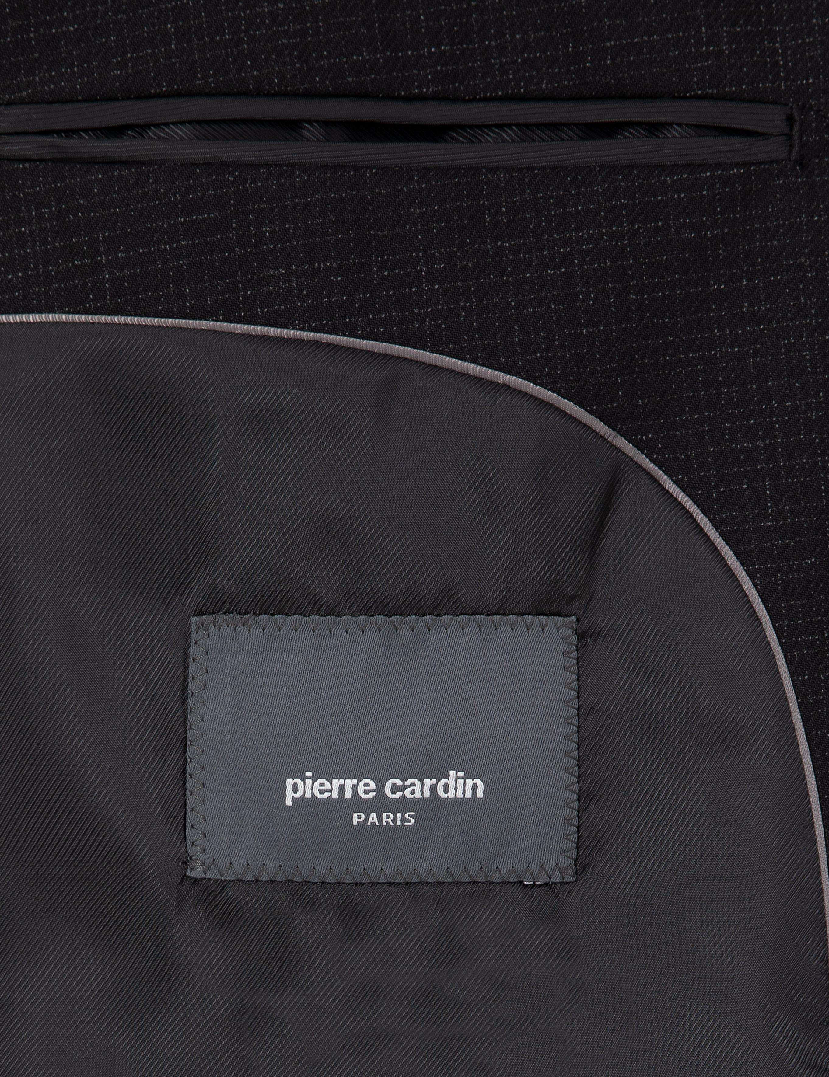 Siyah Ex. Slim Fit Çizgili Yünlü Takım Elbise