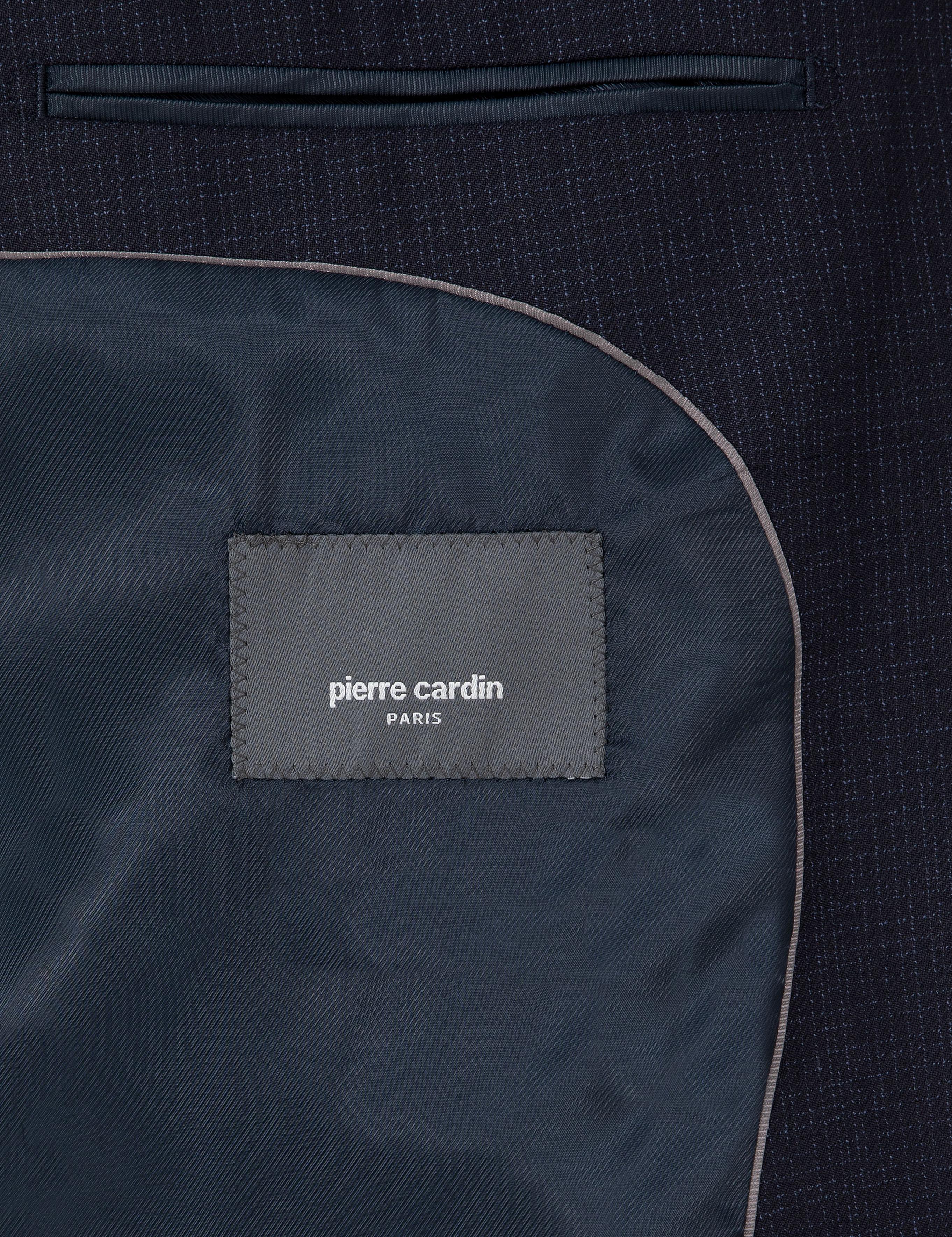 Lacivert Ex. Slim Fit Çizgili Yünlü Takım Elbise