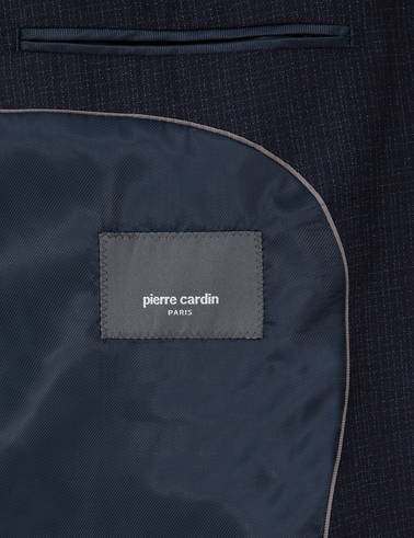 Lacivert Ex. Slim Fit Çizgili Yünlü Takım Elbise
