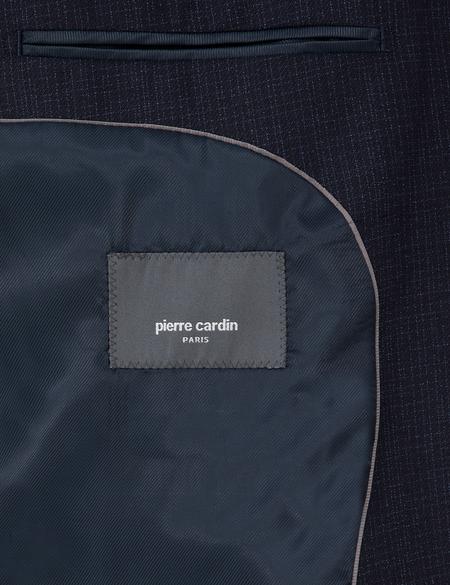 Lacivert Ex. Slim Fit Çizgili Yünlü Takım Elbise - 50293607011