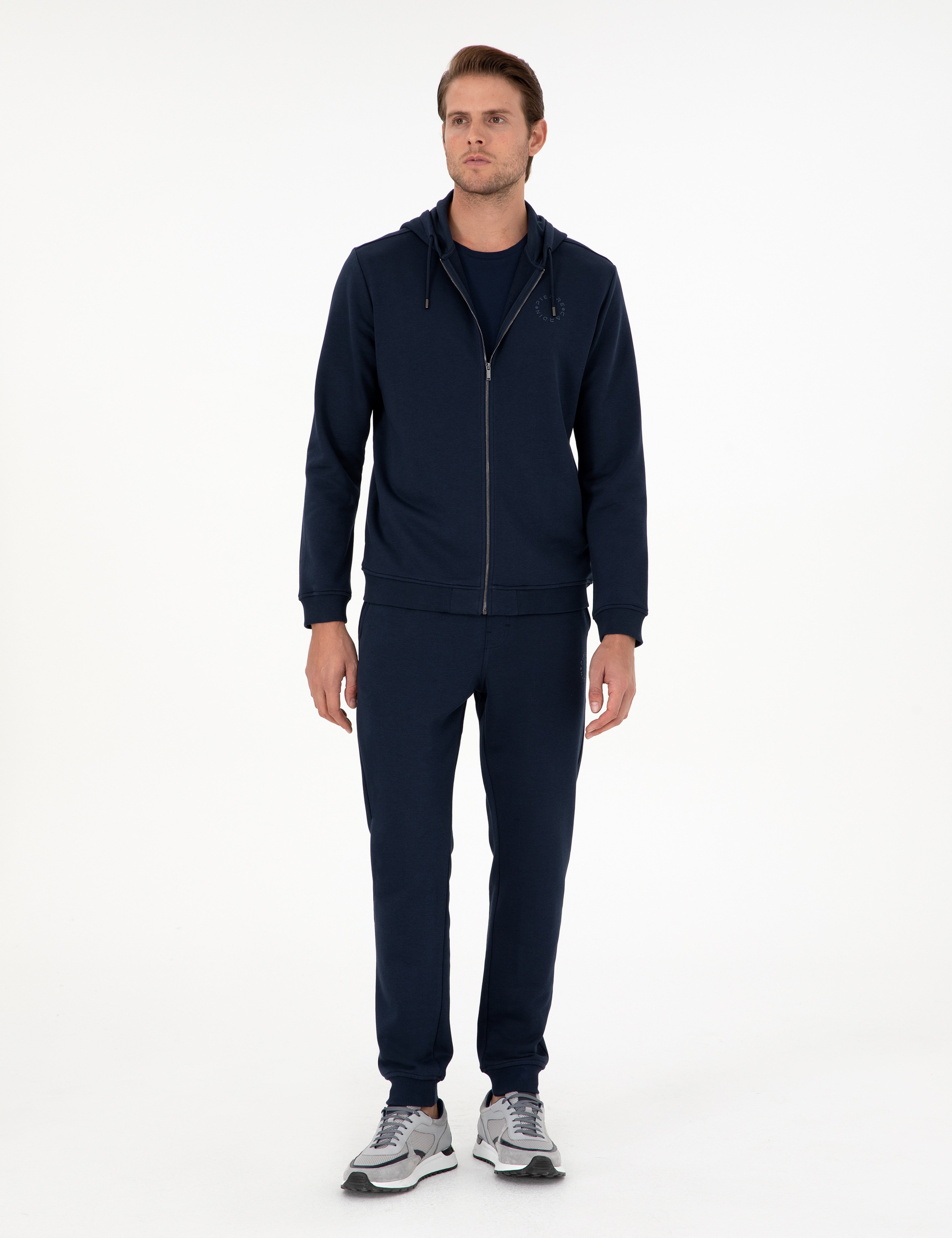 Lacivert Slim Fit 3 İplik Paçası Lastikli Eşofman Altı - Image 3