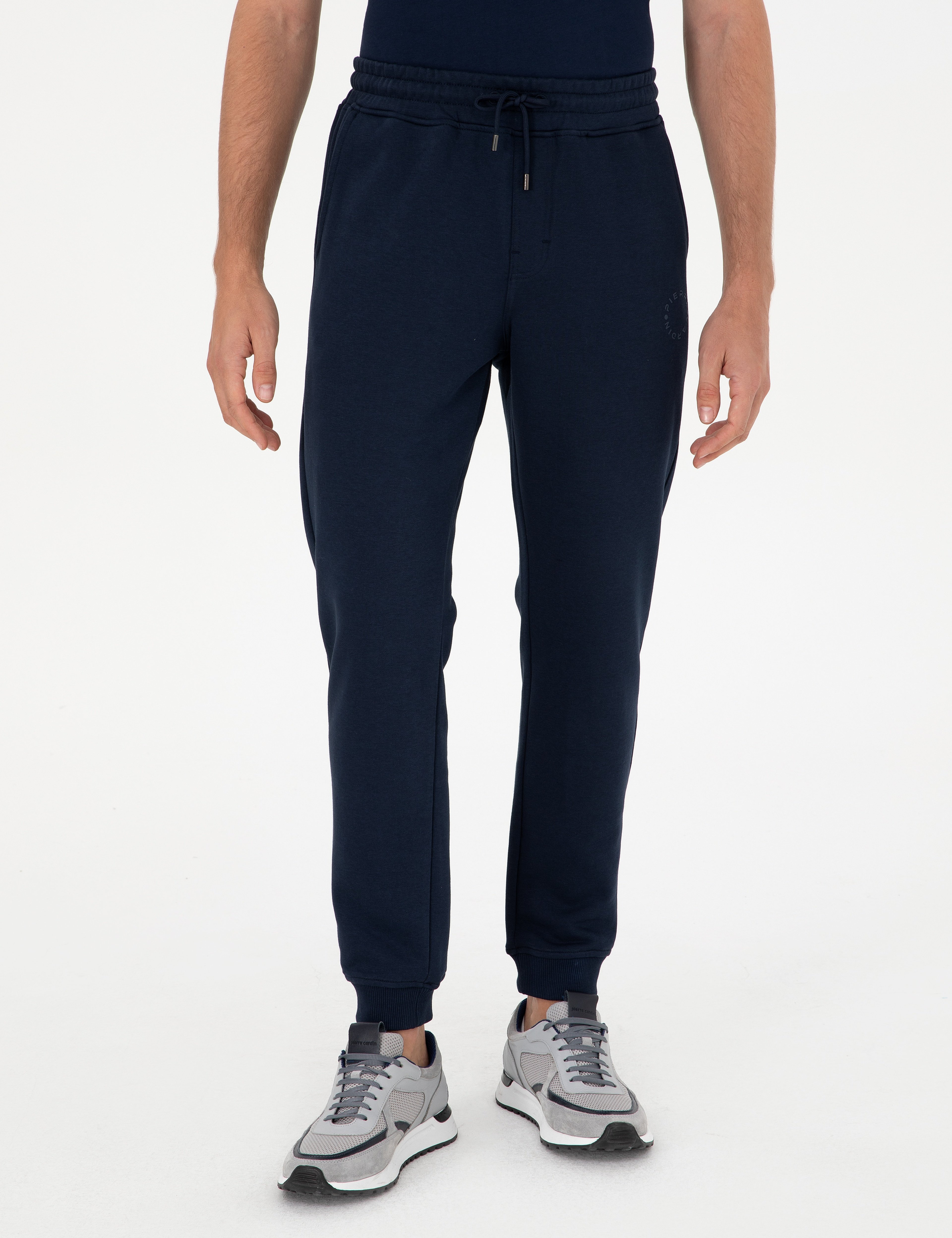 Lacivert Slim Fit 3 İplik Paçası Lastikli Eşofman Altı