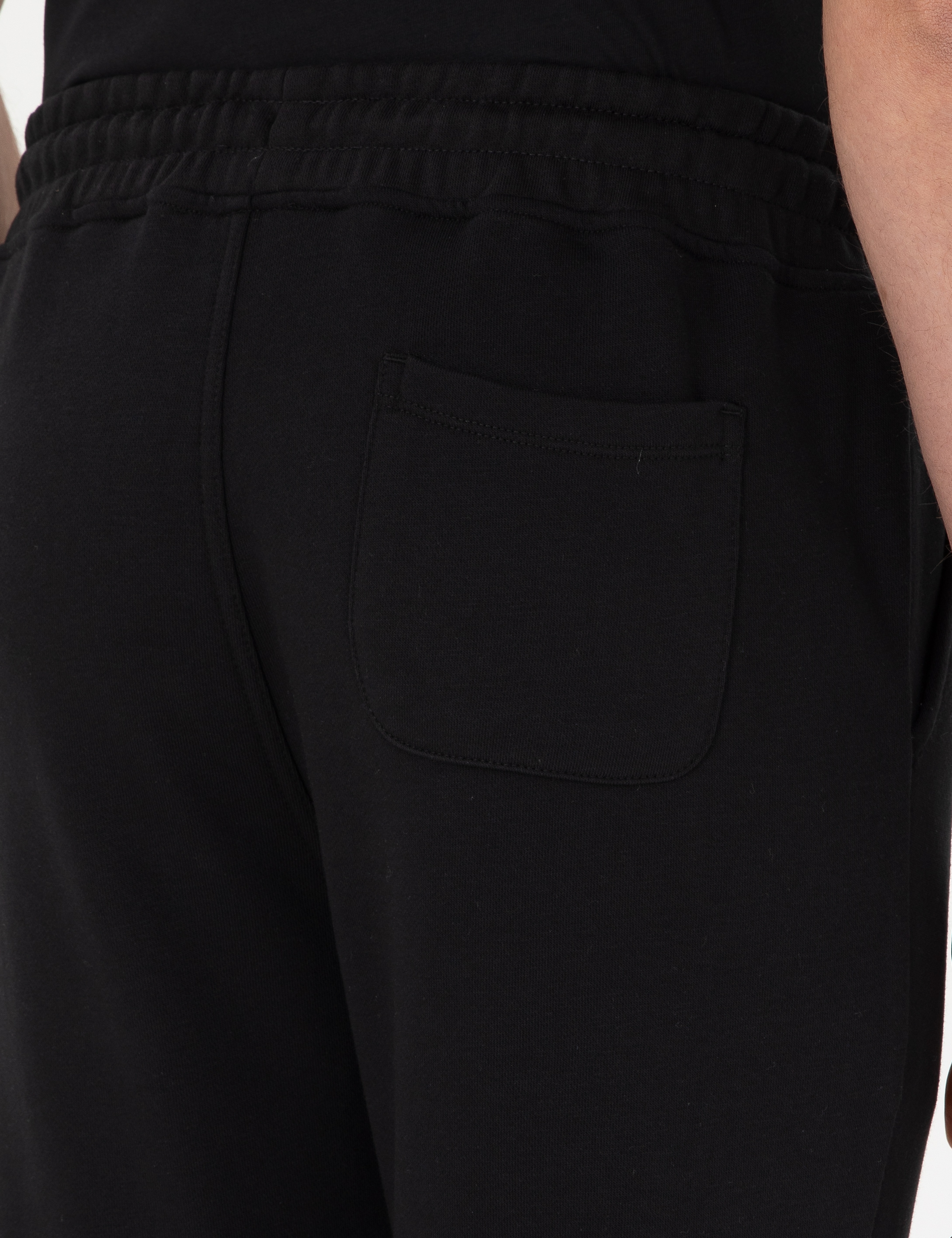 Siyah Slim Fit 3 İplik Paçası Lastikli Eşofman Altı - Image 6