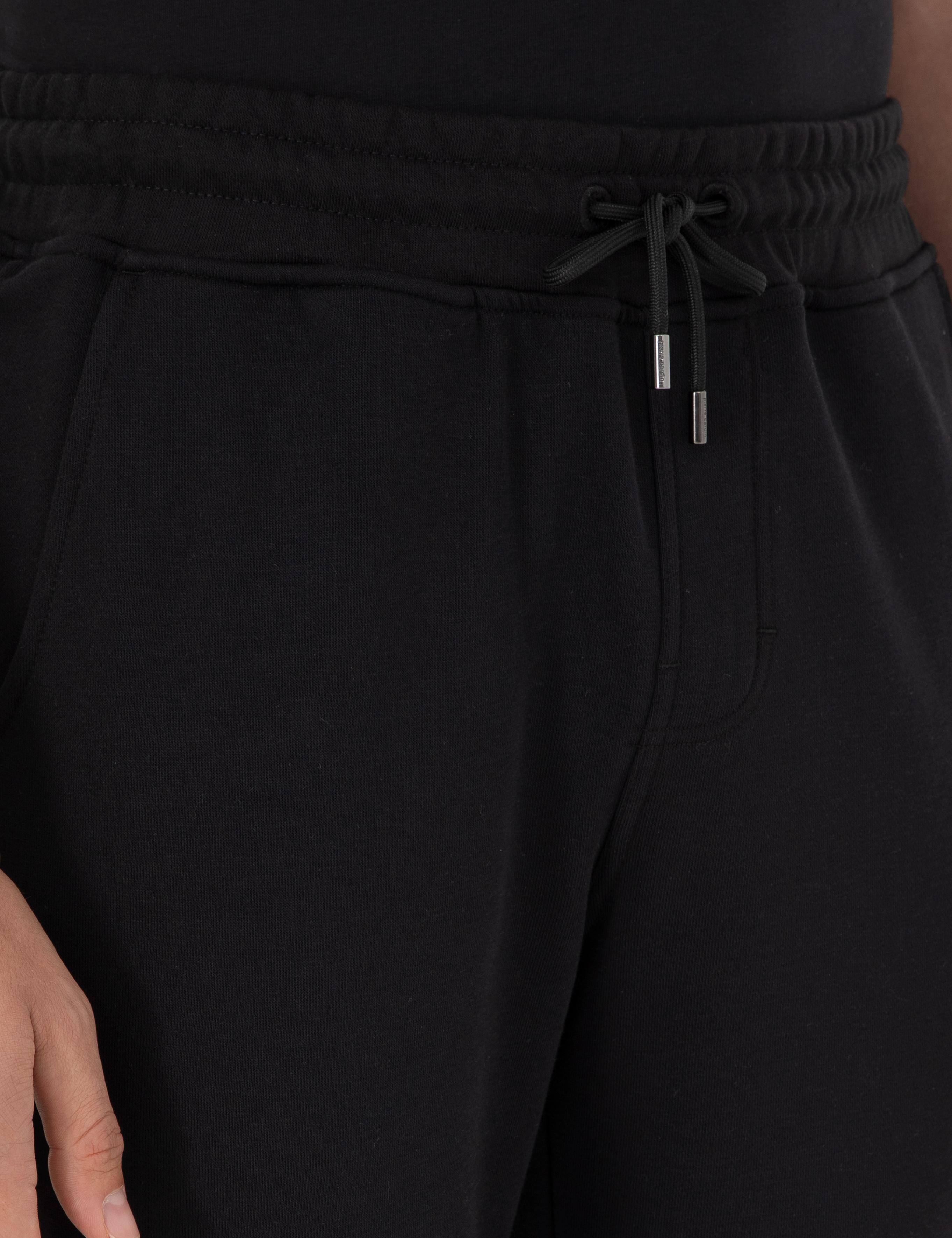 Siyah Slim Fit 3 İplik Paçası Lastikli Eşofman Altı