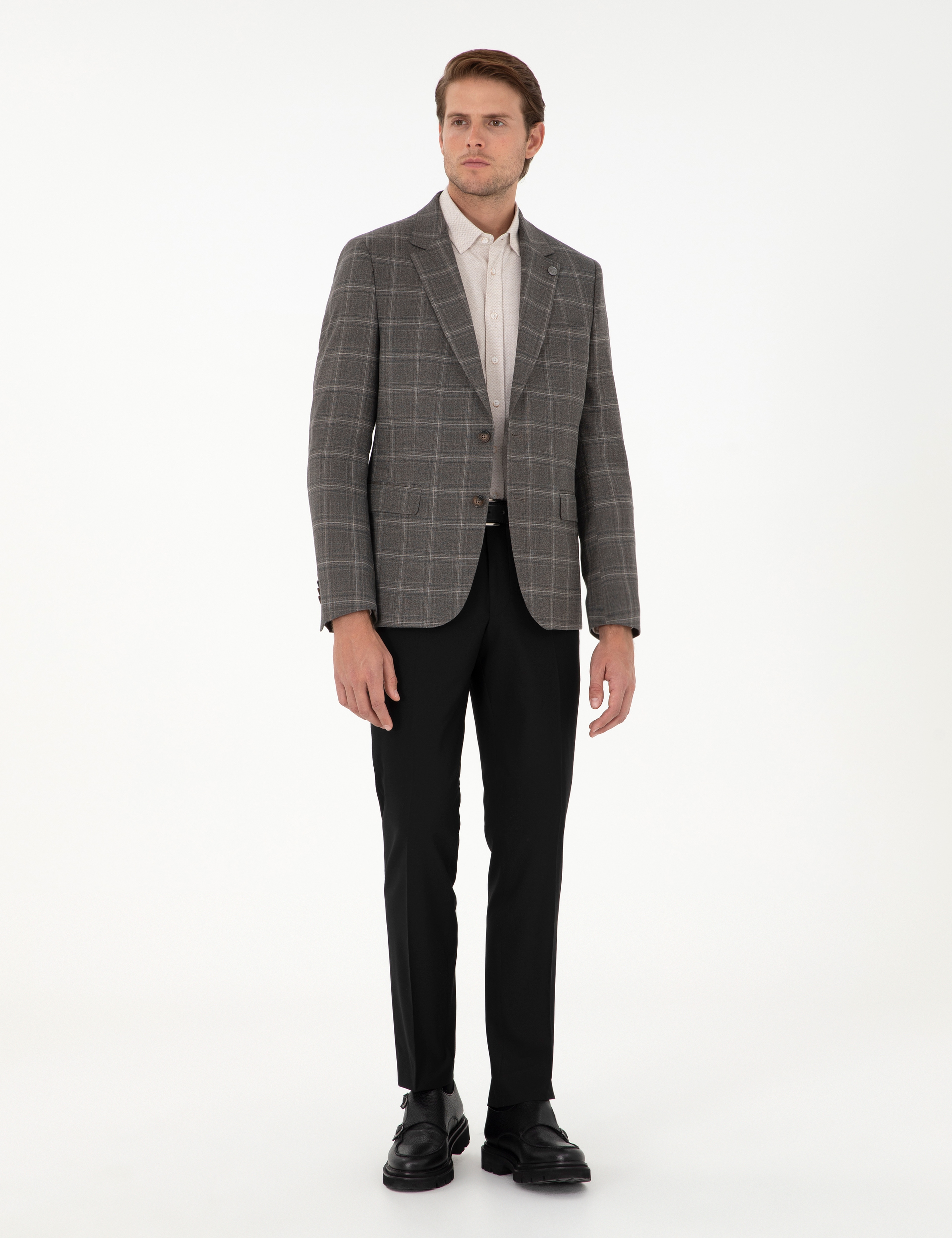 Siyah Slim Fit Kumaş Pantolon - Image 1