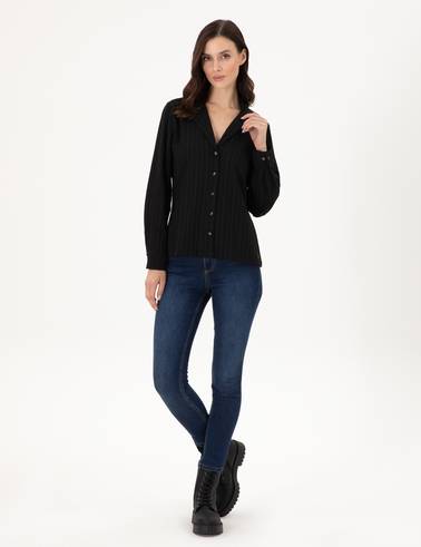 Siyah Regular Fit Uzun Kollu Gömlek