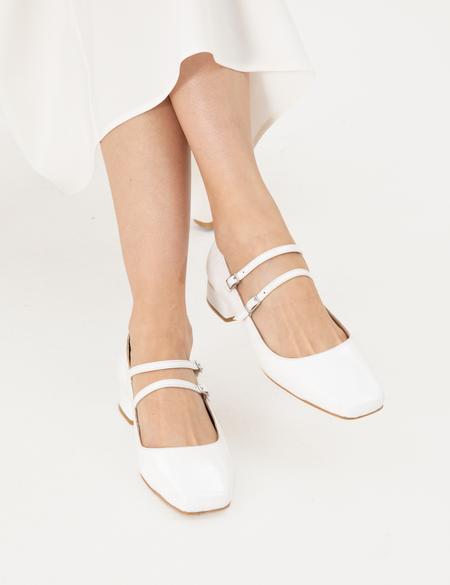 Krem Çift Bantlı Topuklu Ayakkabı - 50296412011