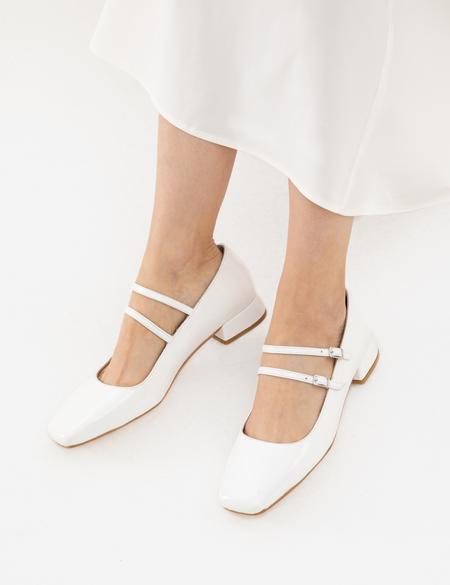 Krem Çift Bantlı Topuklu Ayakkabı - 50296412011