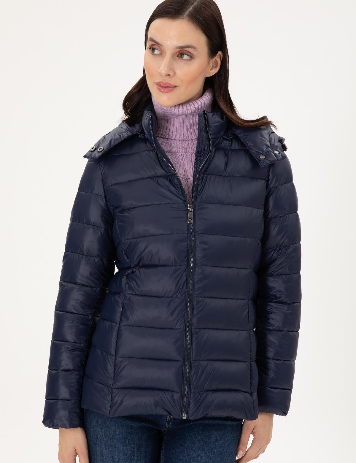 Lacivert Kapüşonlu Kapitone Mont - 50297332028