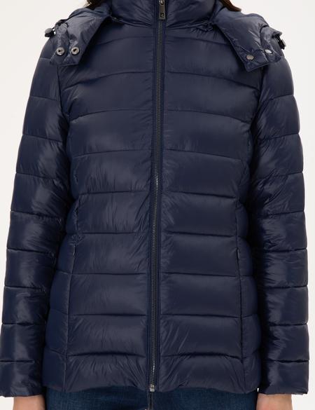 Lacivert Kapüşonlu Kapitone Mont - 50297332028