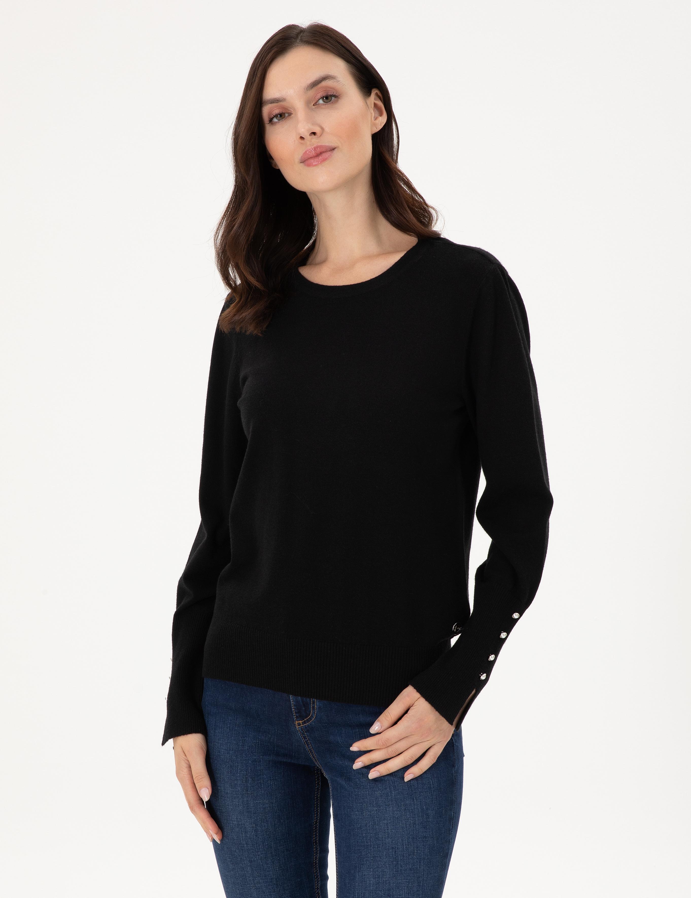 Siyah Slim Fit Basic Kazak