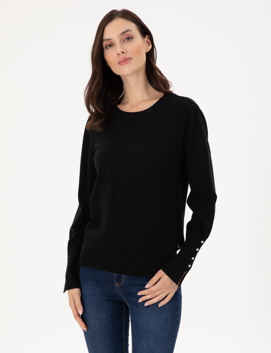 Siyah Slim Fit Basic Kazak