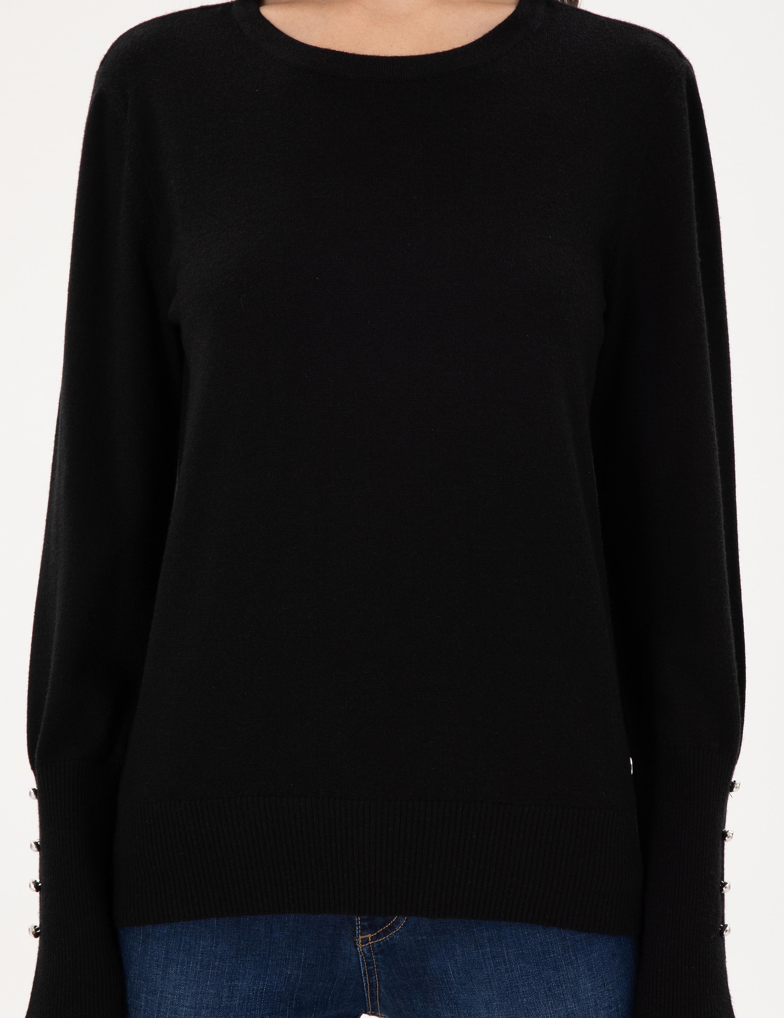 Siyah Slim Fit Basic Kazak