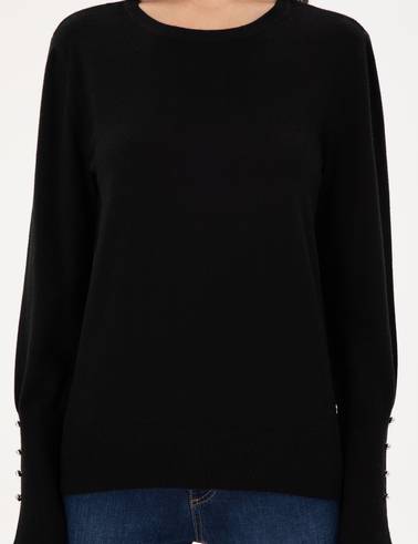 Siyah Slim Fit Basic Kazak