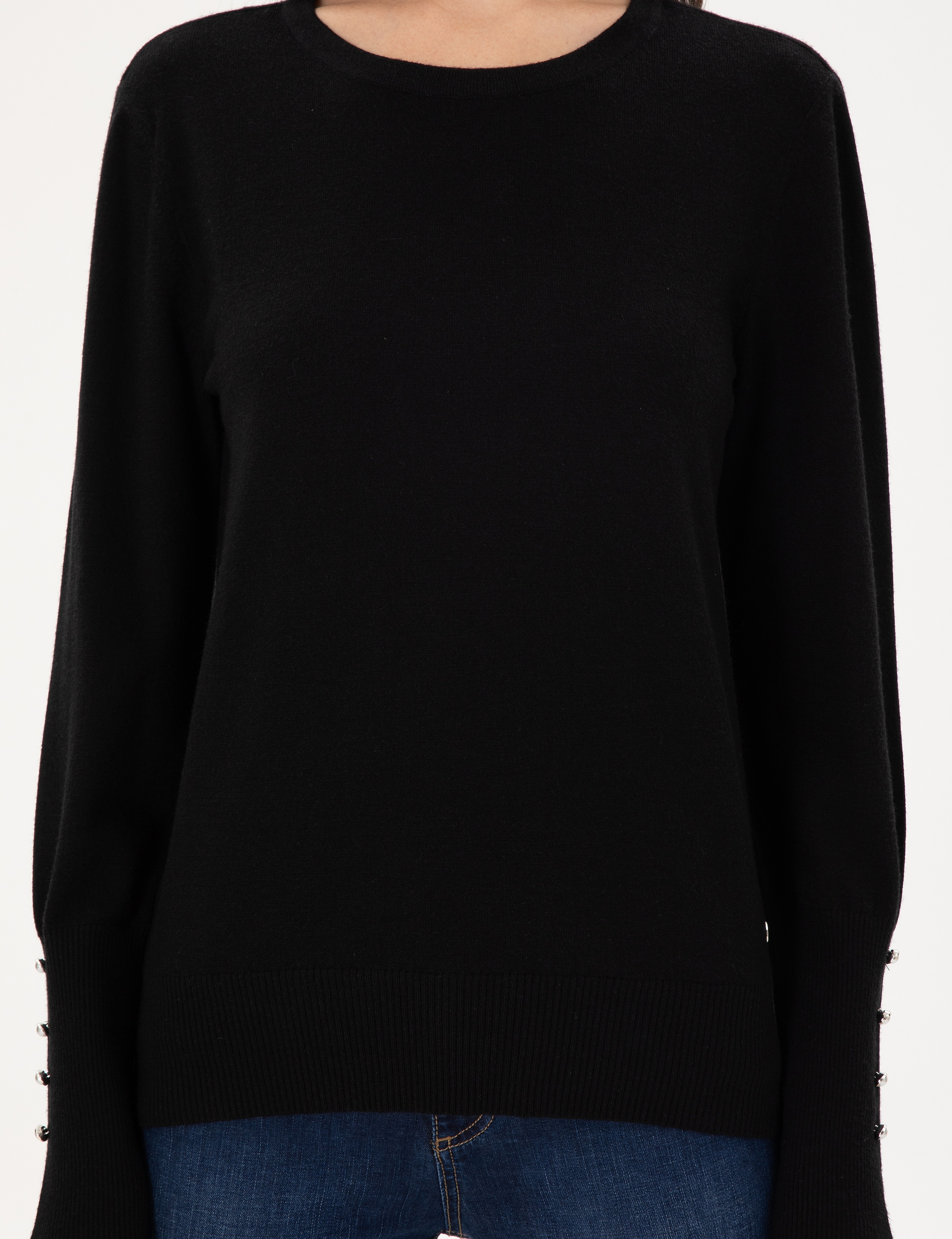 Siyah Slim Fit Basic Kazak