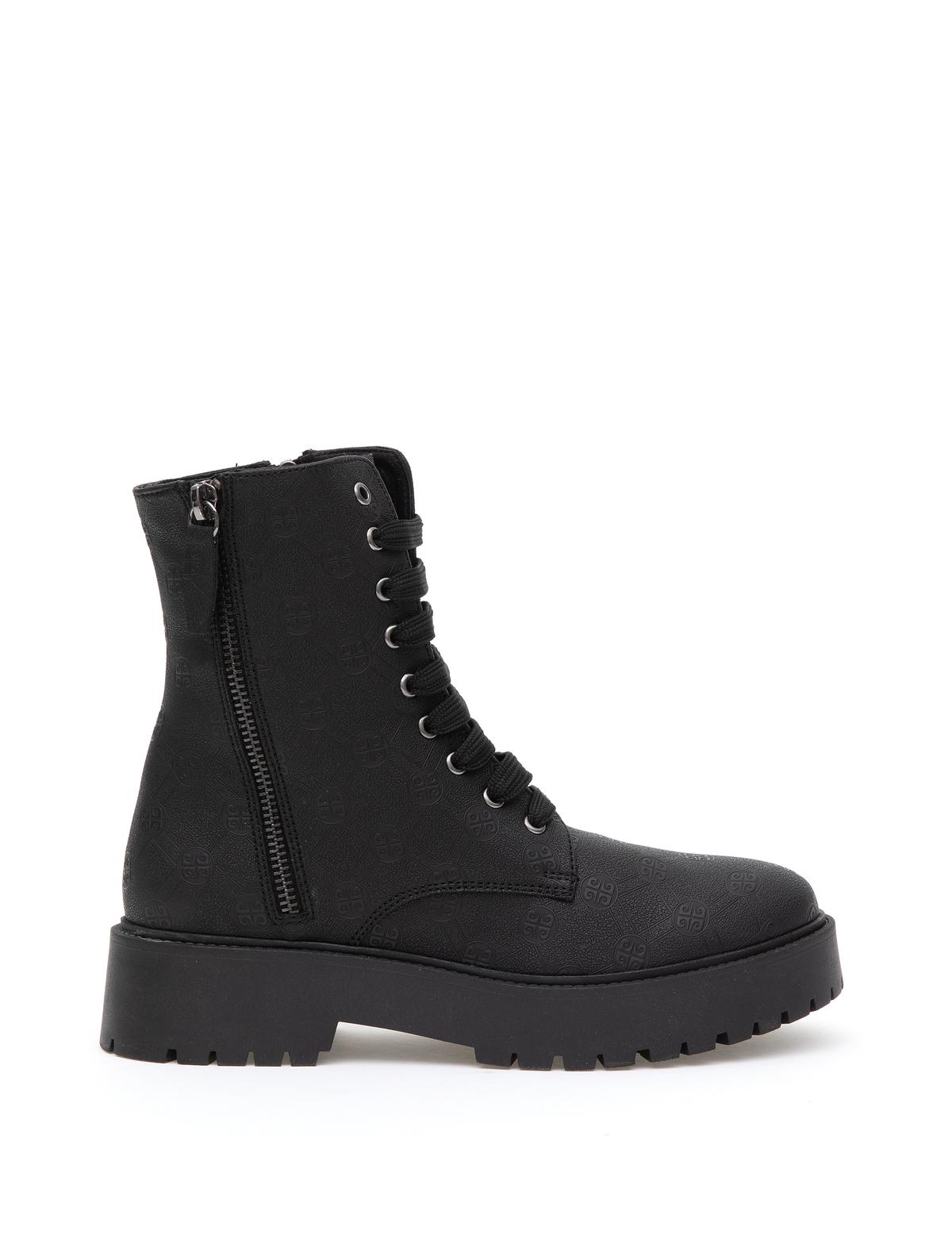 Siyah Bağcıklı Desenli Bot - 50295918009