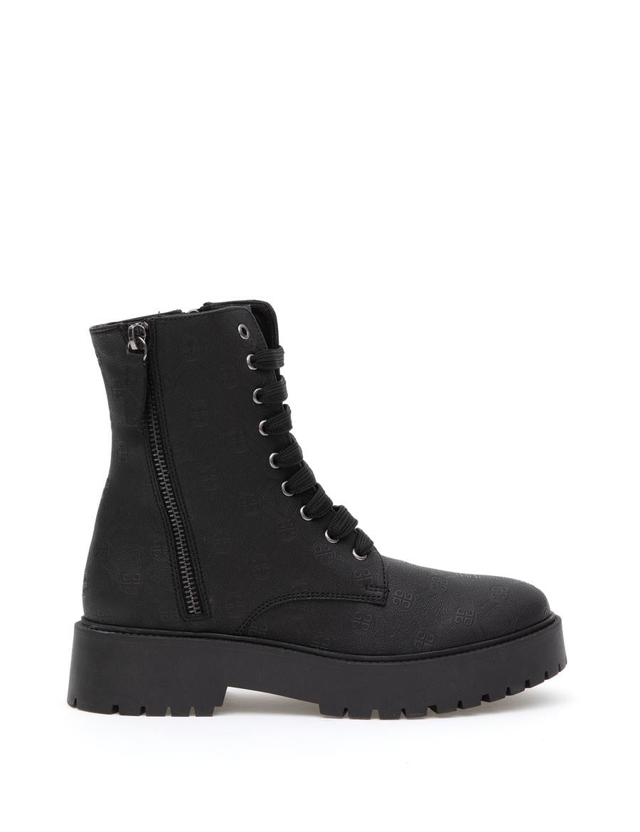 Siyah Bağcıklı Desenli Bot