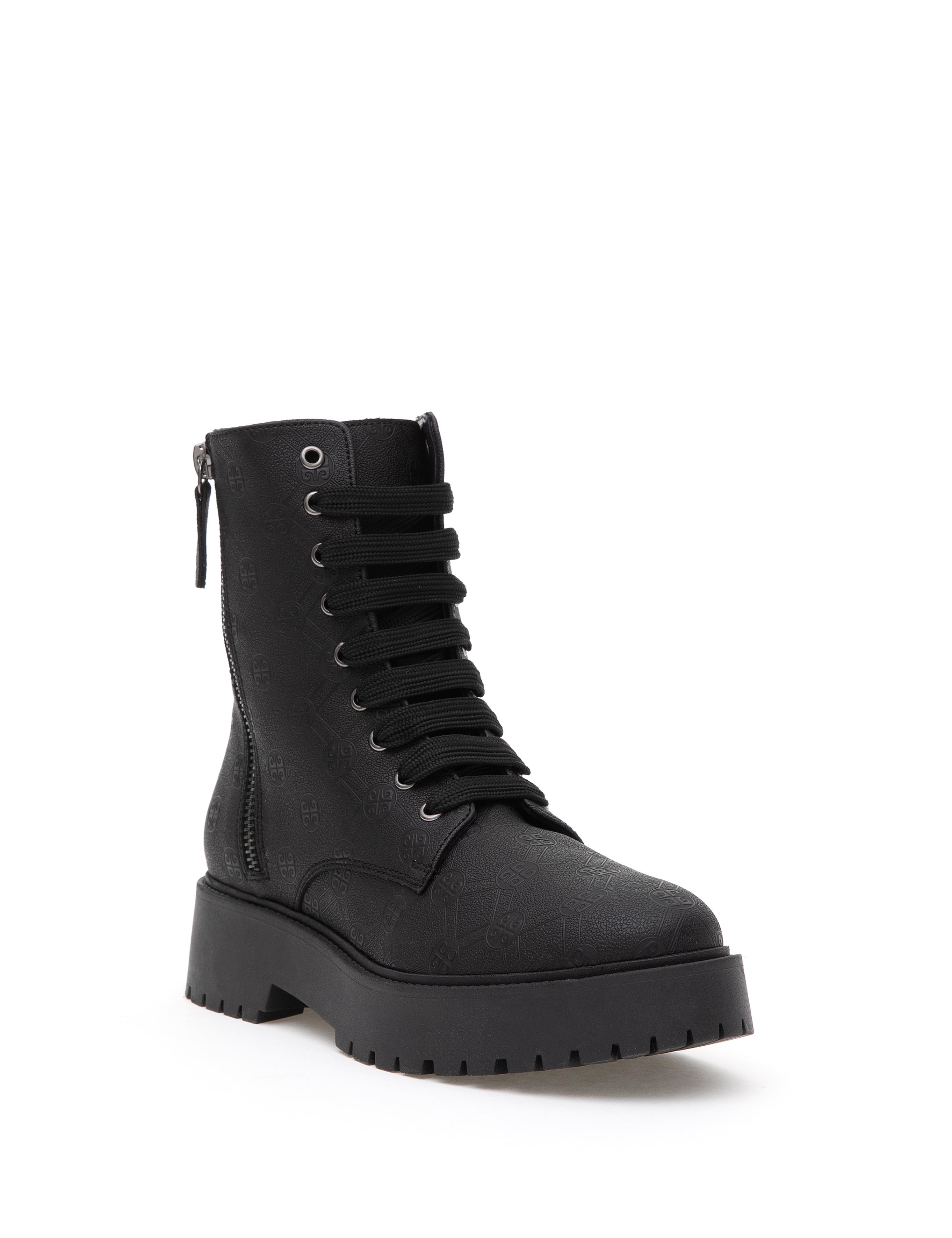 Siyah Bağcıklı Desenli Bot