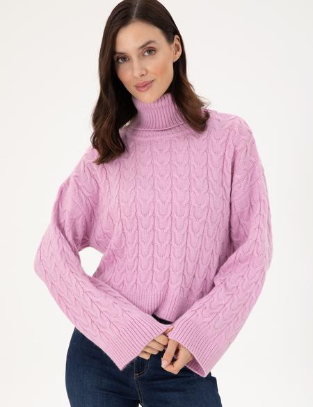 Lila Crop Top Balıkçı Yaka Kazak - 50302652003