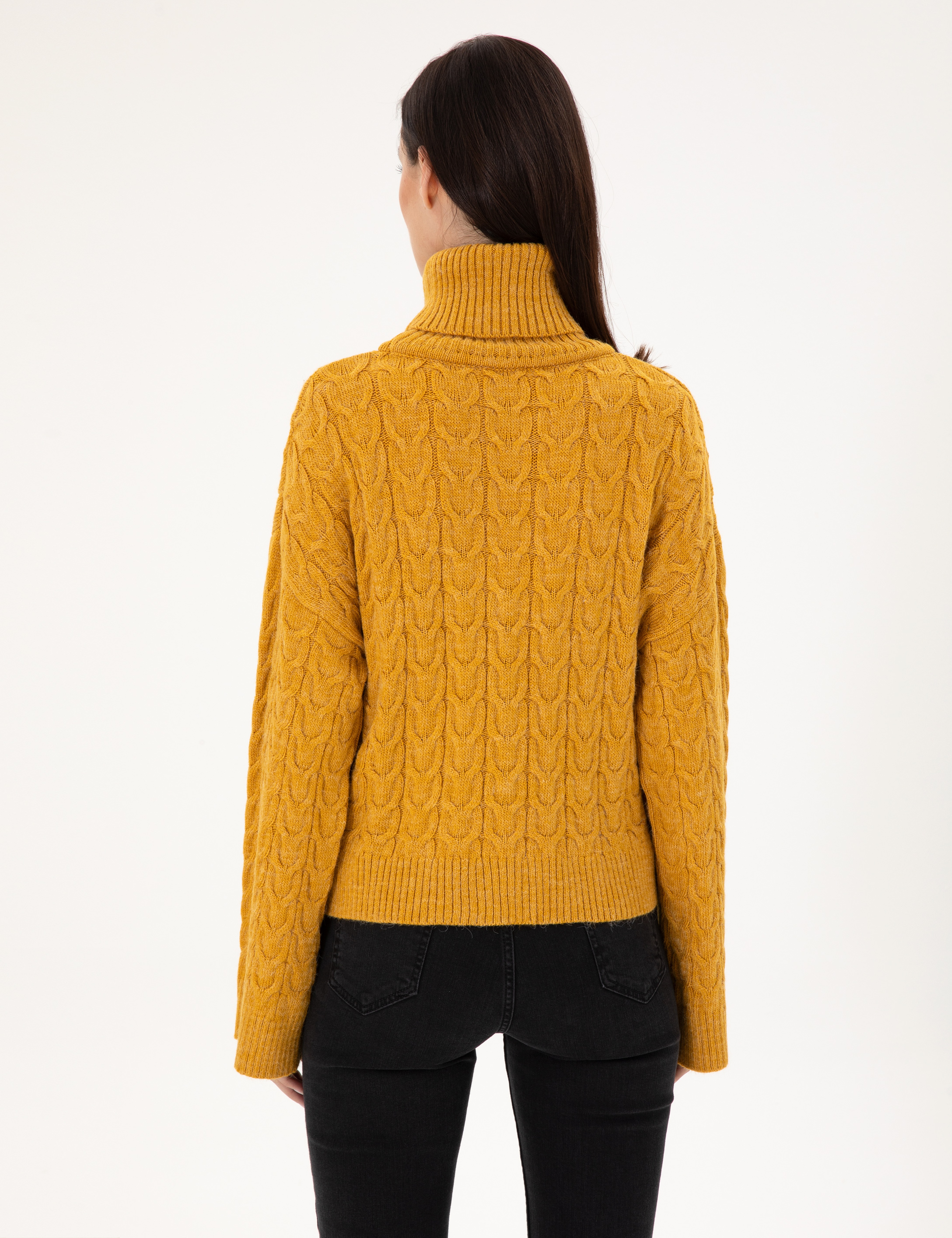 Hardal Crop Top Balıkçı Yaka Kazak - Image 5