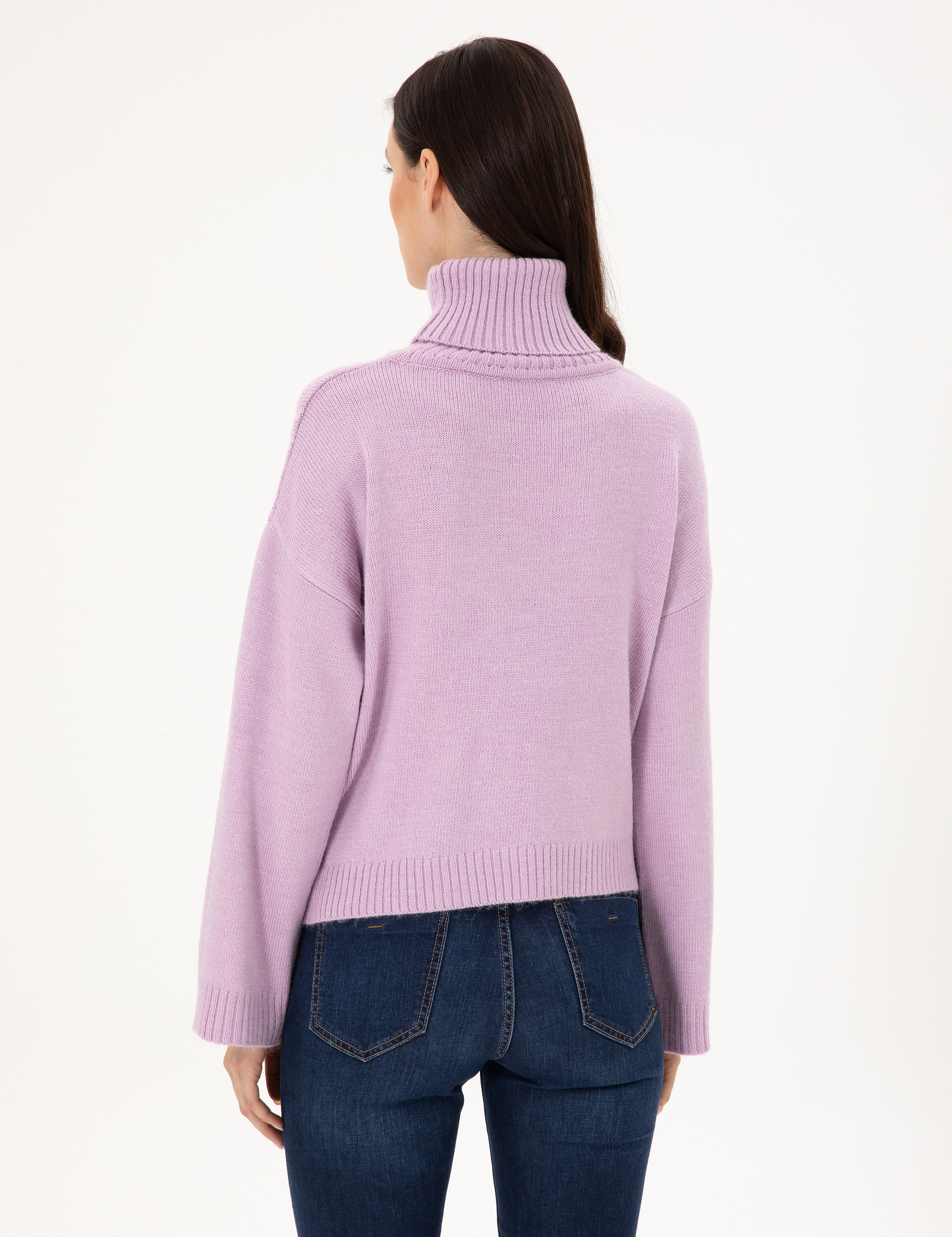 Lila Crop Top Balıkçı Yaka Kazak - Image 5