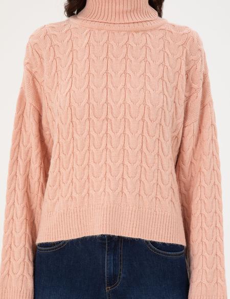 Pembe Crop Top Balıkçı Yaka Kazak - 50302652013