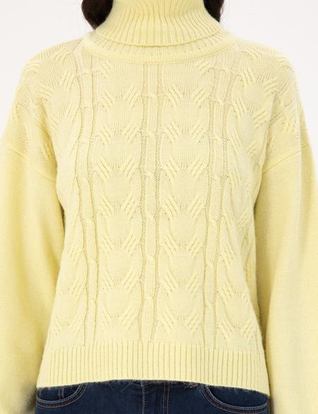 Sarı Crop Top Balıkçı Yaka Kazak - 50302630024