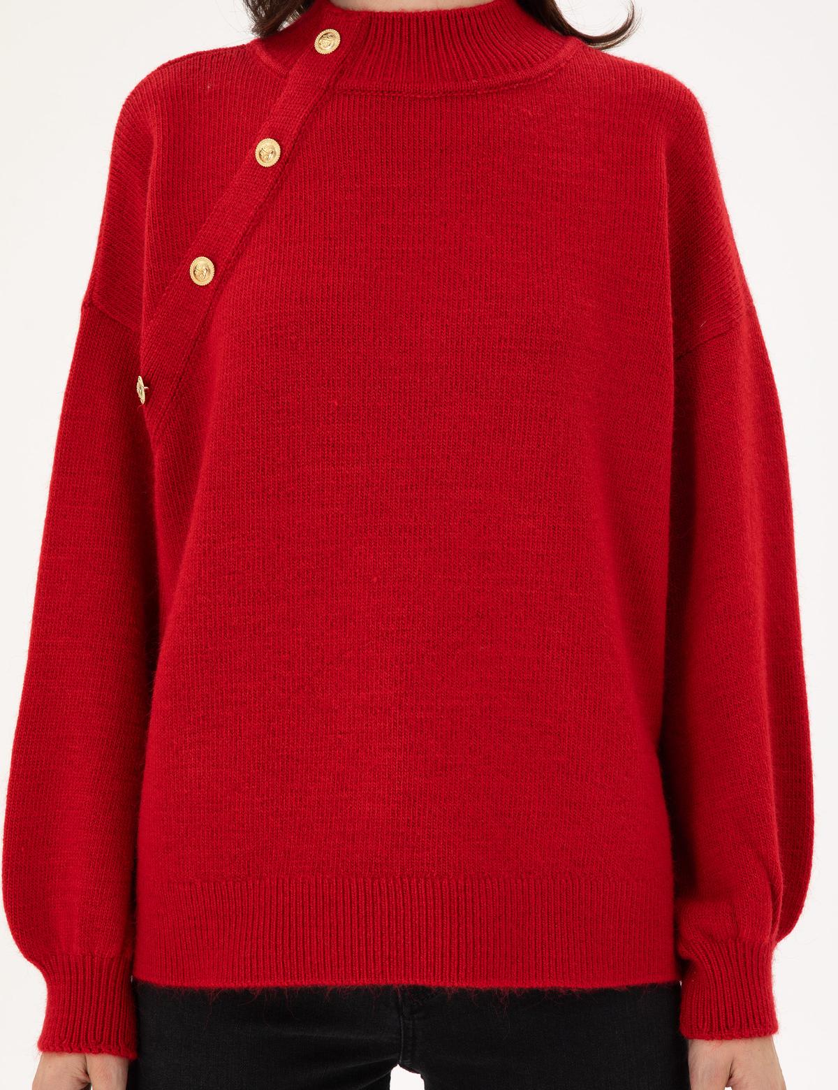 Kırmızı Comfort Fit Kazak - 50297489020