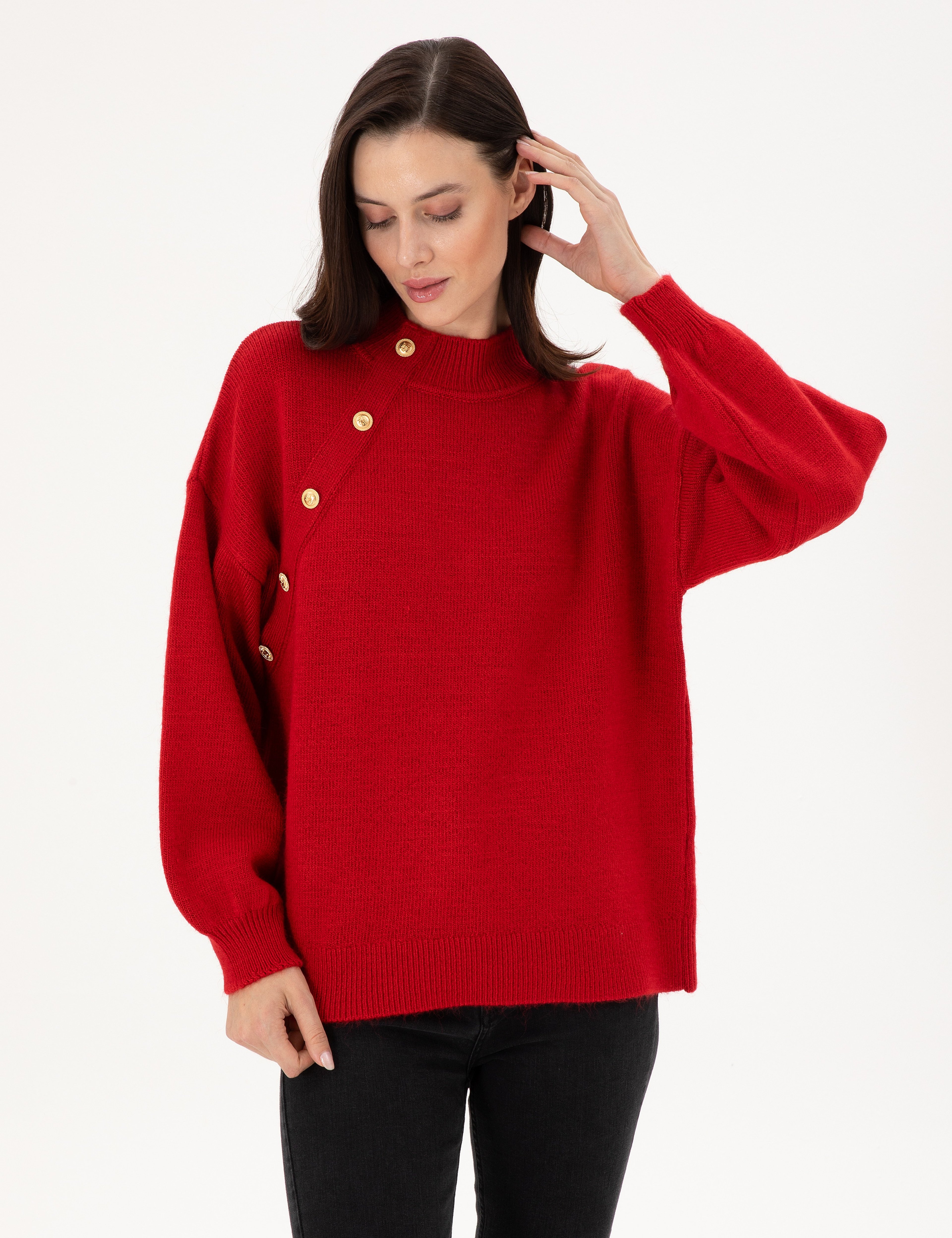 Kırmızı Comfort Fit Kazak