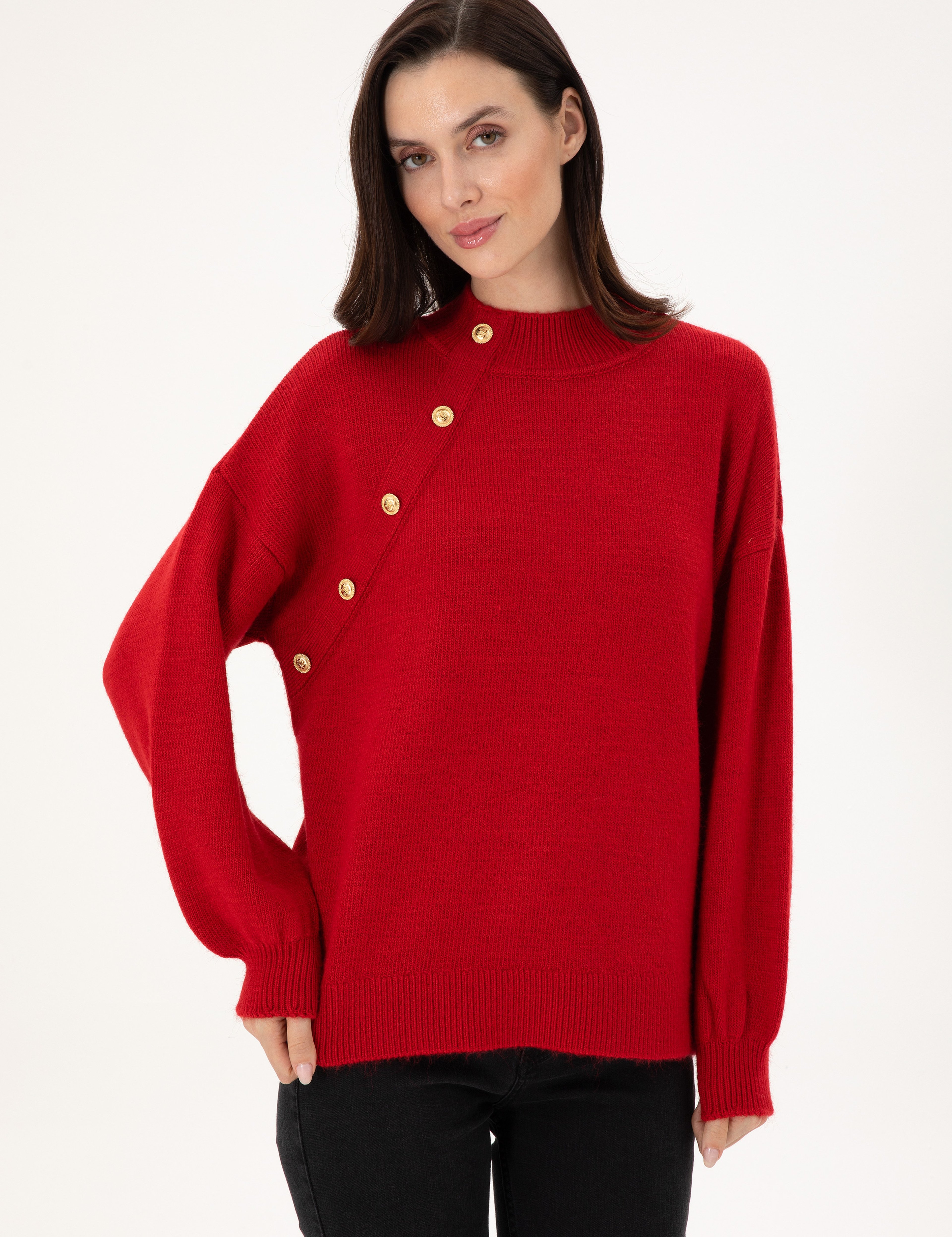 Kırmızı Comfort Fit Kazak - Image 3