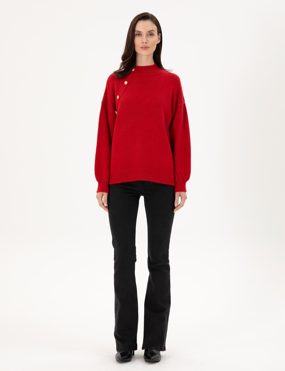 Kırmızı Comfort Fit Kazak - 50297489020