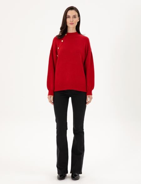 Kırmızı Comfort Fit Kazak - 50297489020