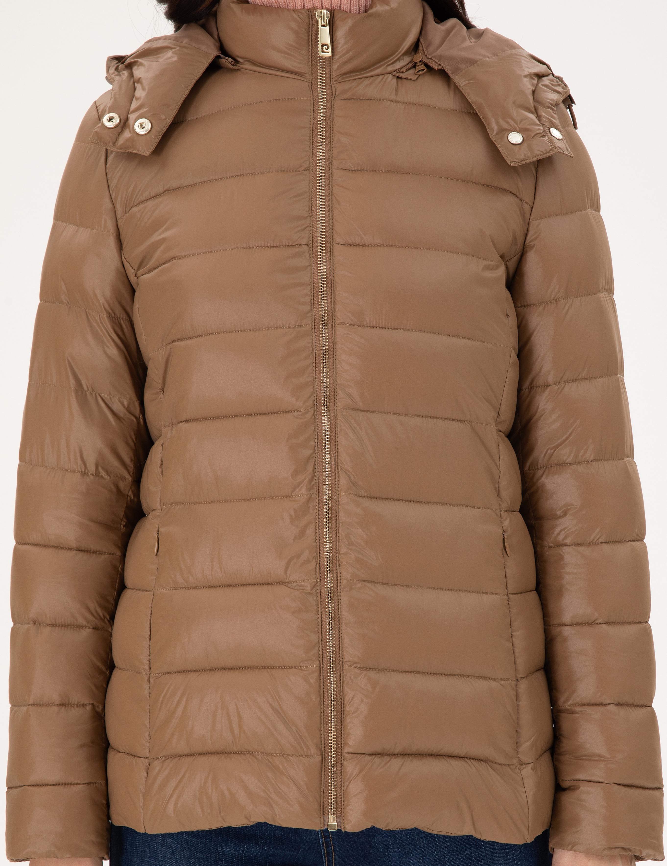 Kahverengi Kapüşonlu Kapitone Mont