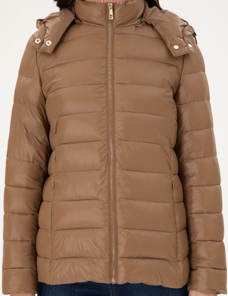 Kahverengi Kapüşonlu Kapitone Mont - 50297332010