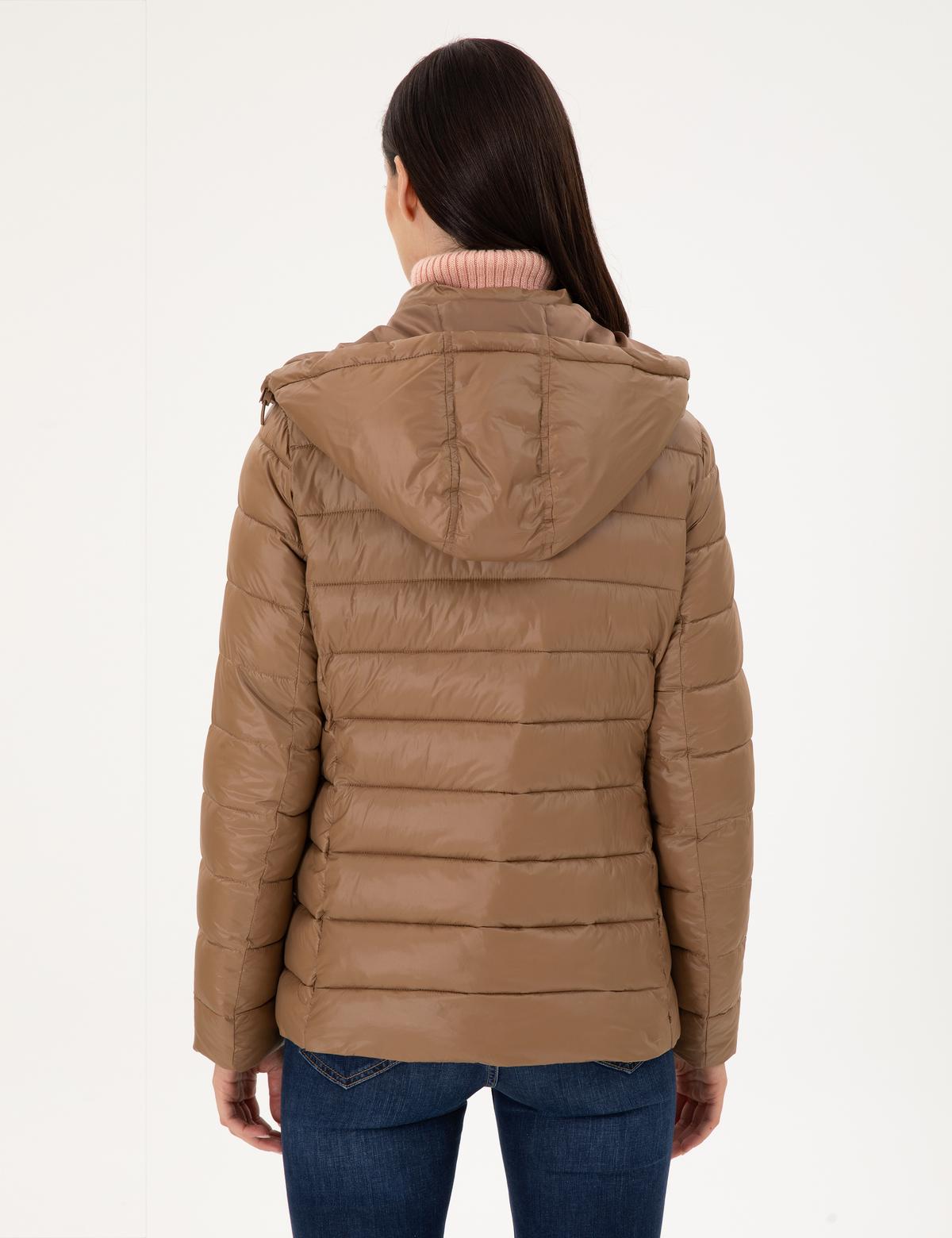 Kahverengi Kapüşonlu Kapitone Mont - 50297332010