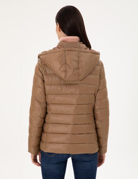 Kahverengi Kapüşonlu Kapitone Mont - 50297332010