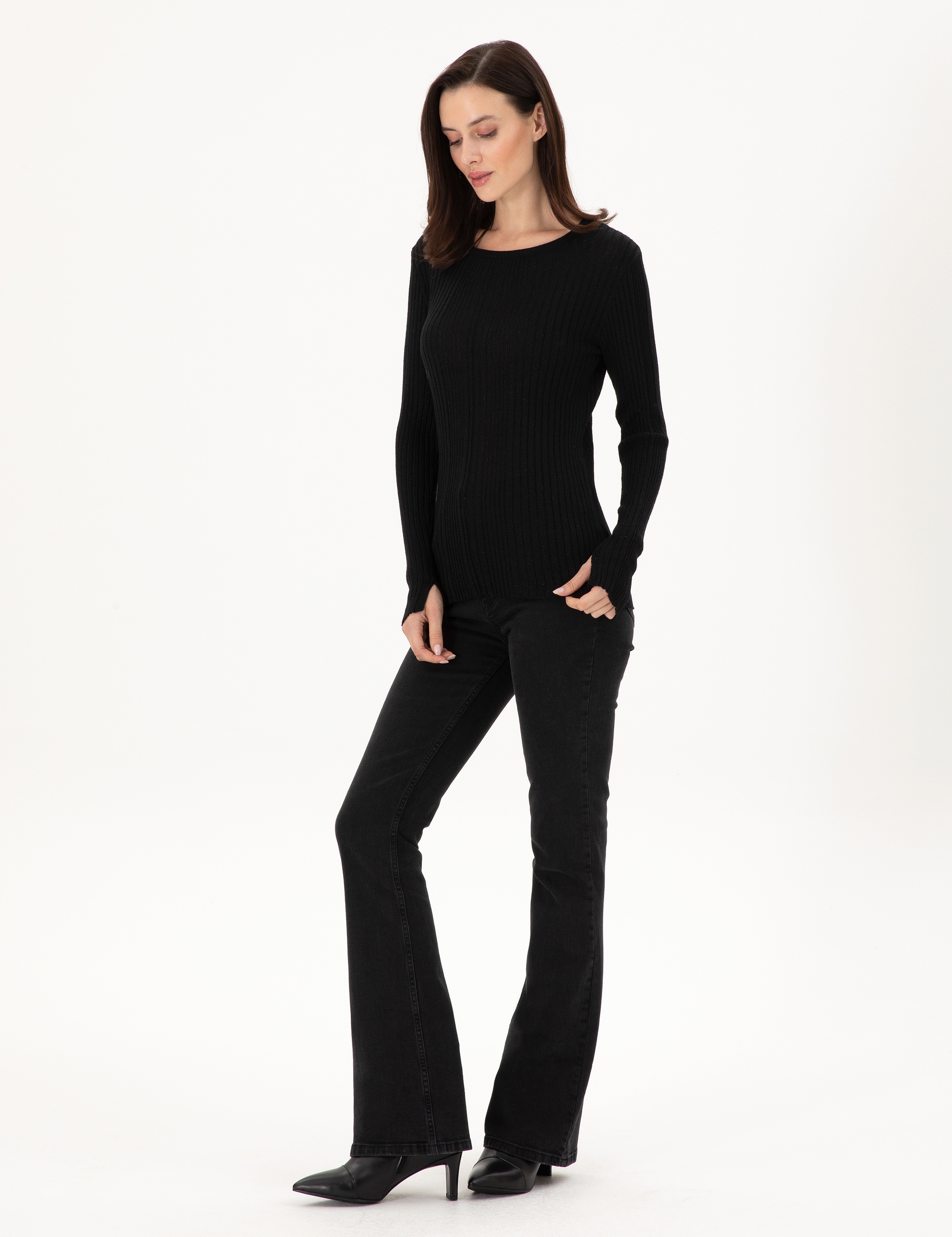 Siyah Slim Fit Kazak - Image 4